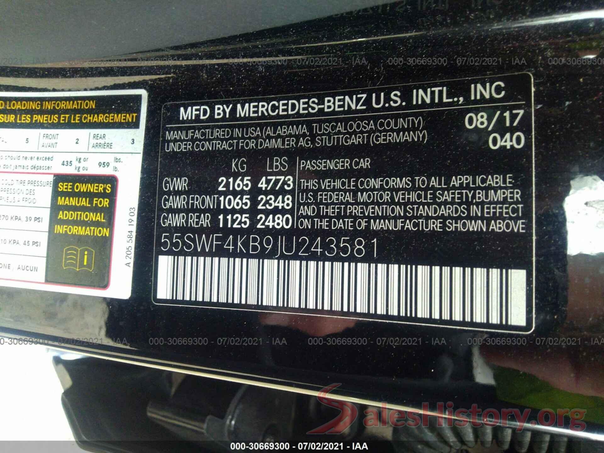 55SWF4KB9JU243581 2018 MERCEDES-BENZ C-CLASS