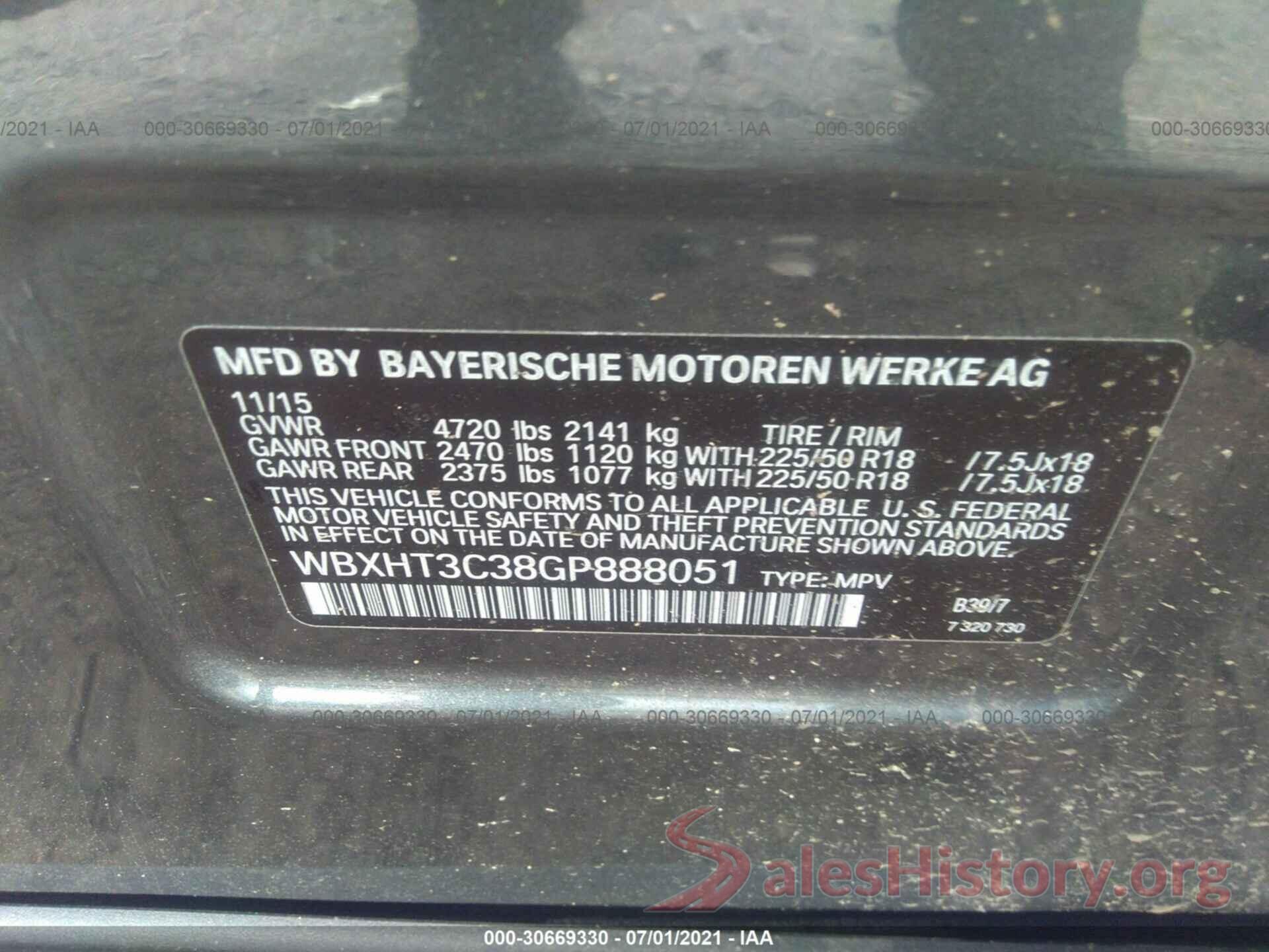 WBXHT3C38GP888051 2016 BMW X1