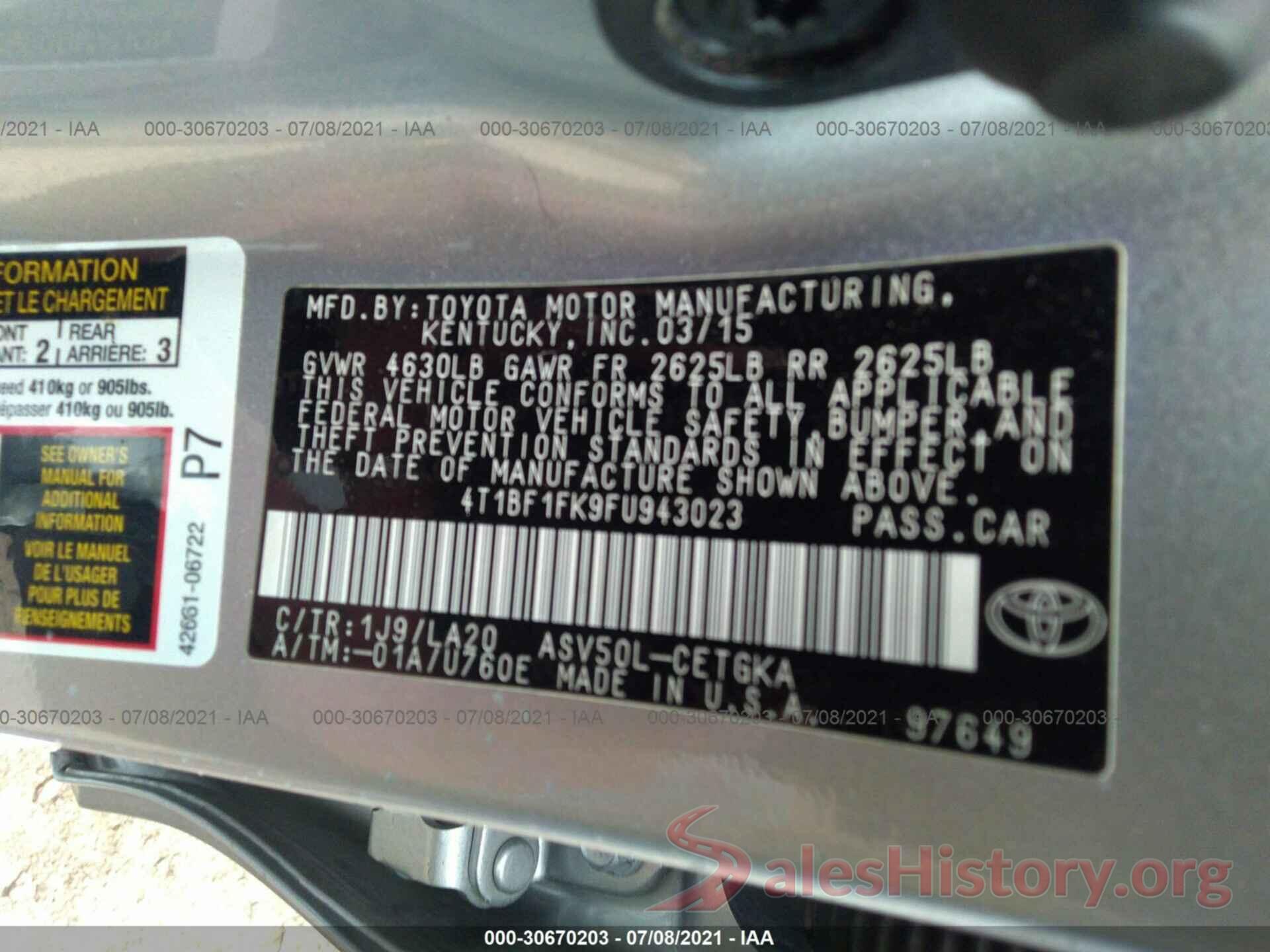 4T1BF1FK9FU943023 2015 TOYOTA CAMRY