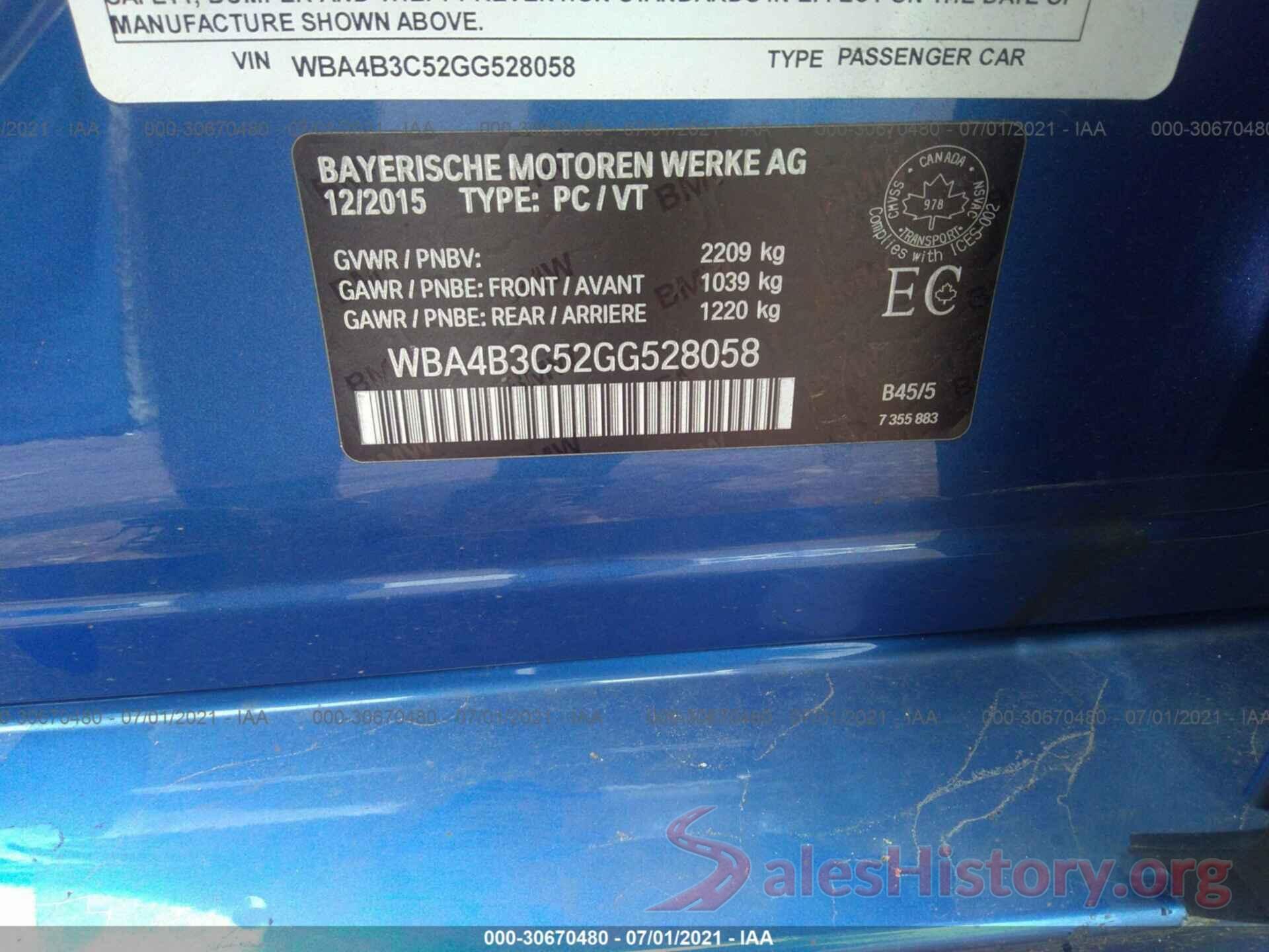 WBA4B3C52GG528058 2016 BMW 4 SERIES