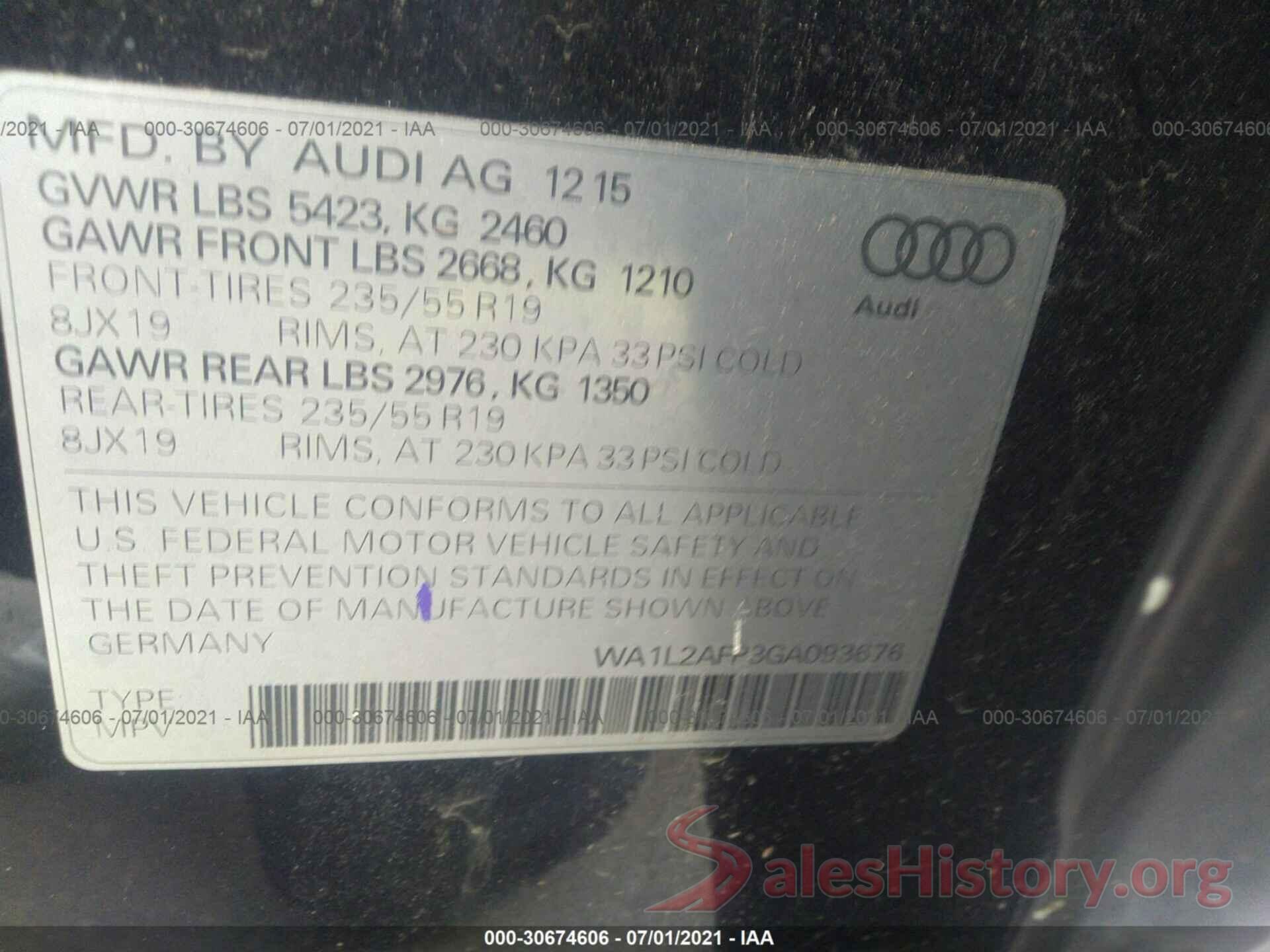 WA1L2AFP3GA093676 2016 AUDI Q5