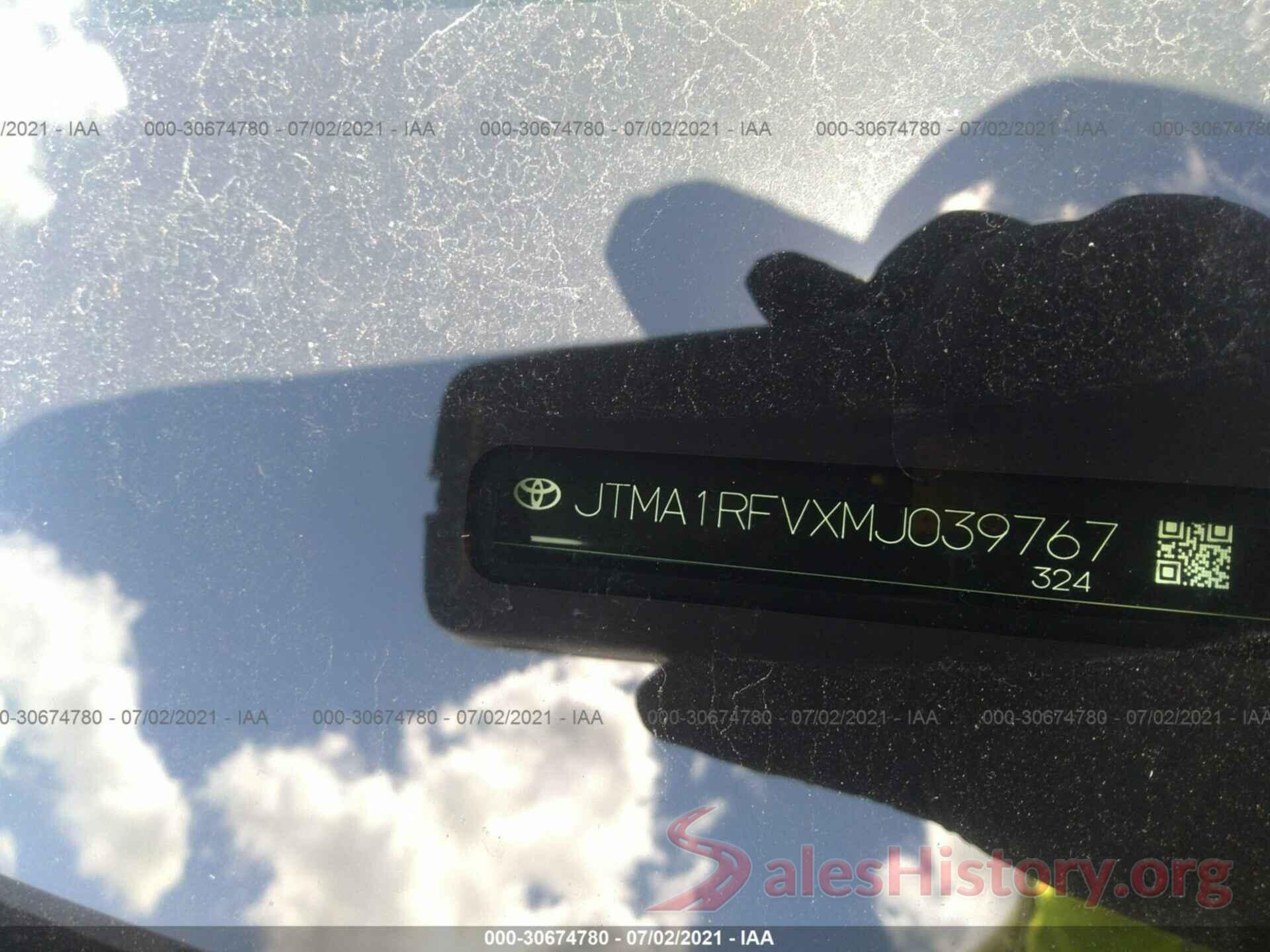 JTMA1RFVXMJ039767 2021 TOYOTA RAV4