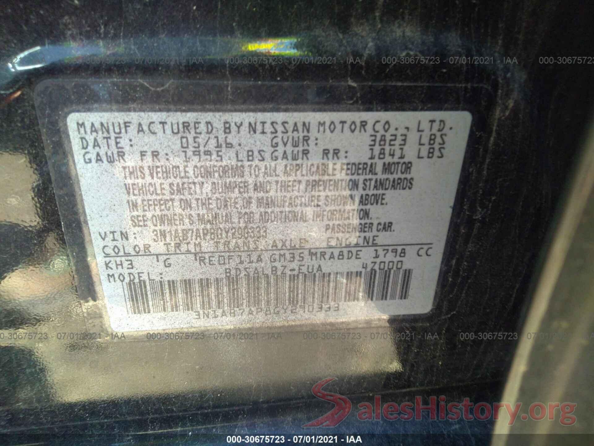 3N1AB7AP8GY290333 2016 NISSAN SENTRA