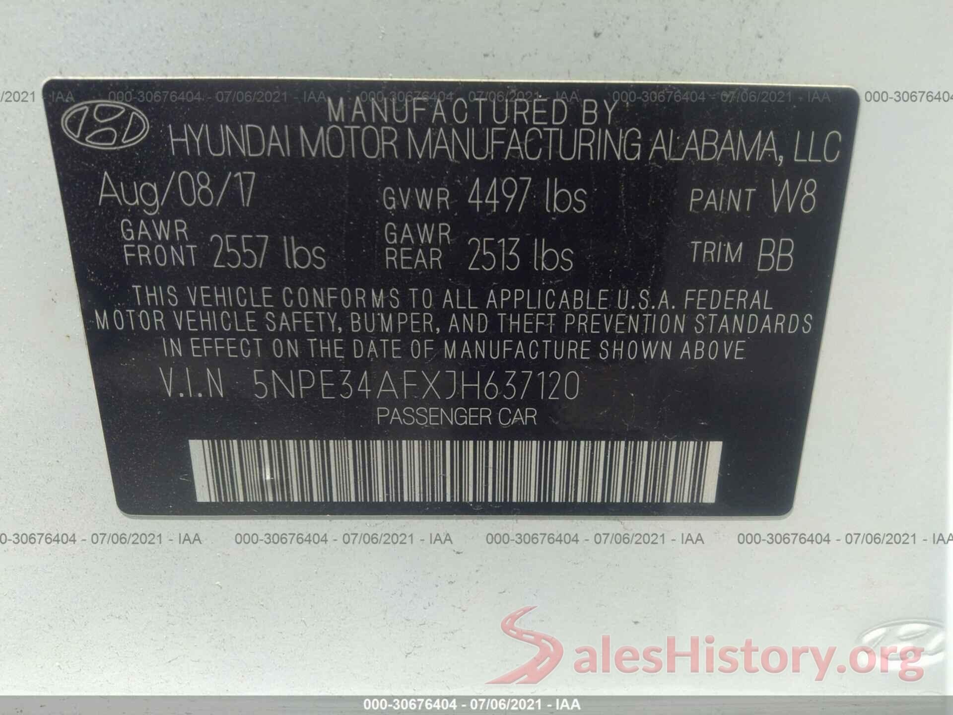 5NPE34AFXJH637120 2018 HYUNDAI SONATA