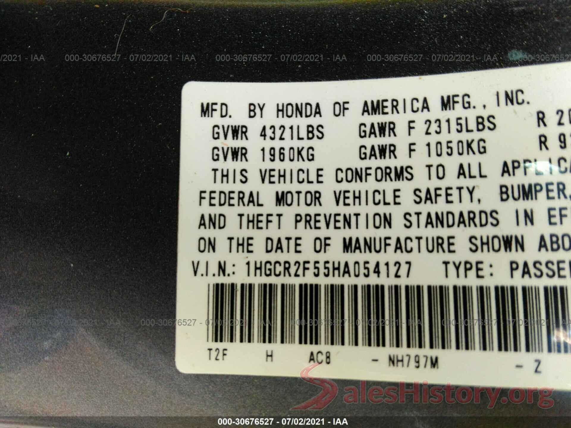 1HGCR2F55HA054127 2017 HONDA ACCORD SEDAN