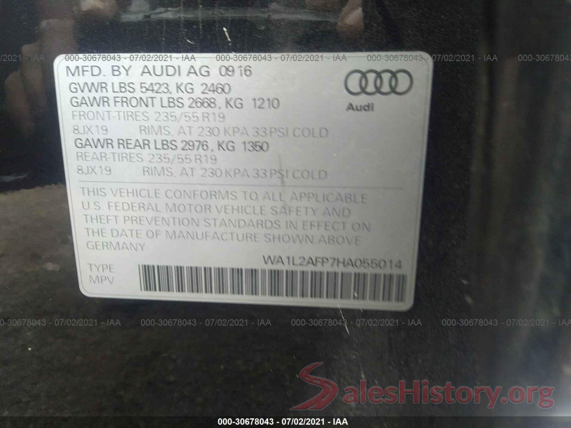 WA1L2AFP7HA055014 2017 AUDI Q5