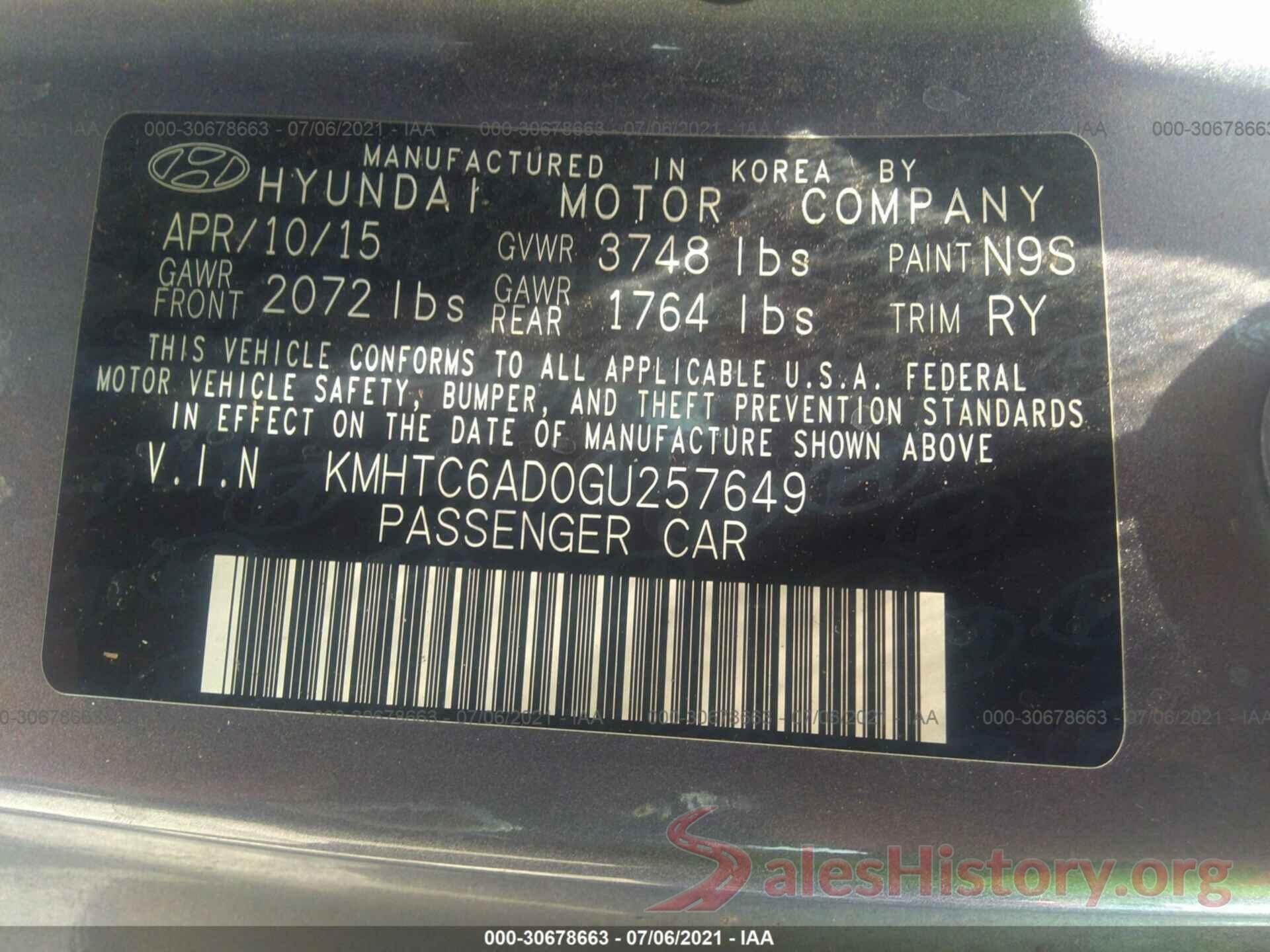 KMHTC6AD0GU257649 2016 HYUNDAI VELOSTER