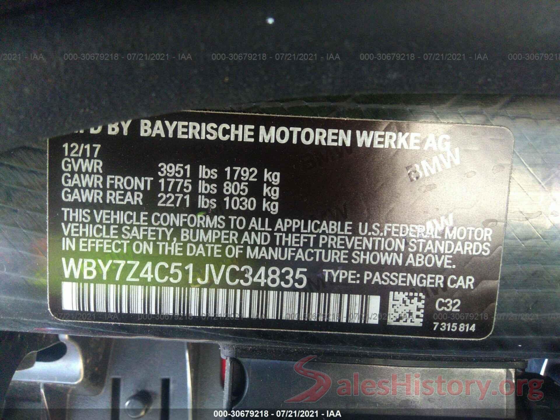 WBY7Z4C51JVC34835 2018 BMW I3