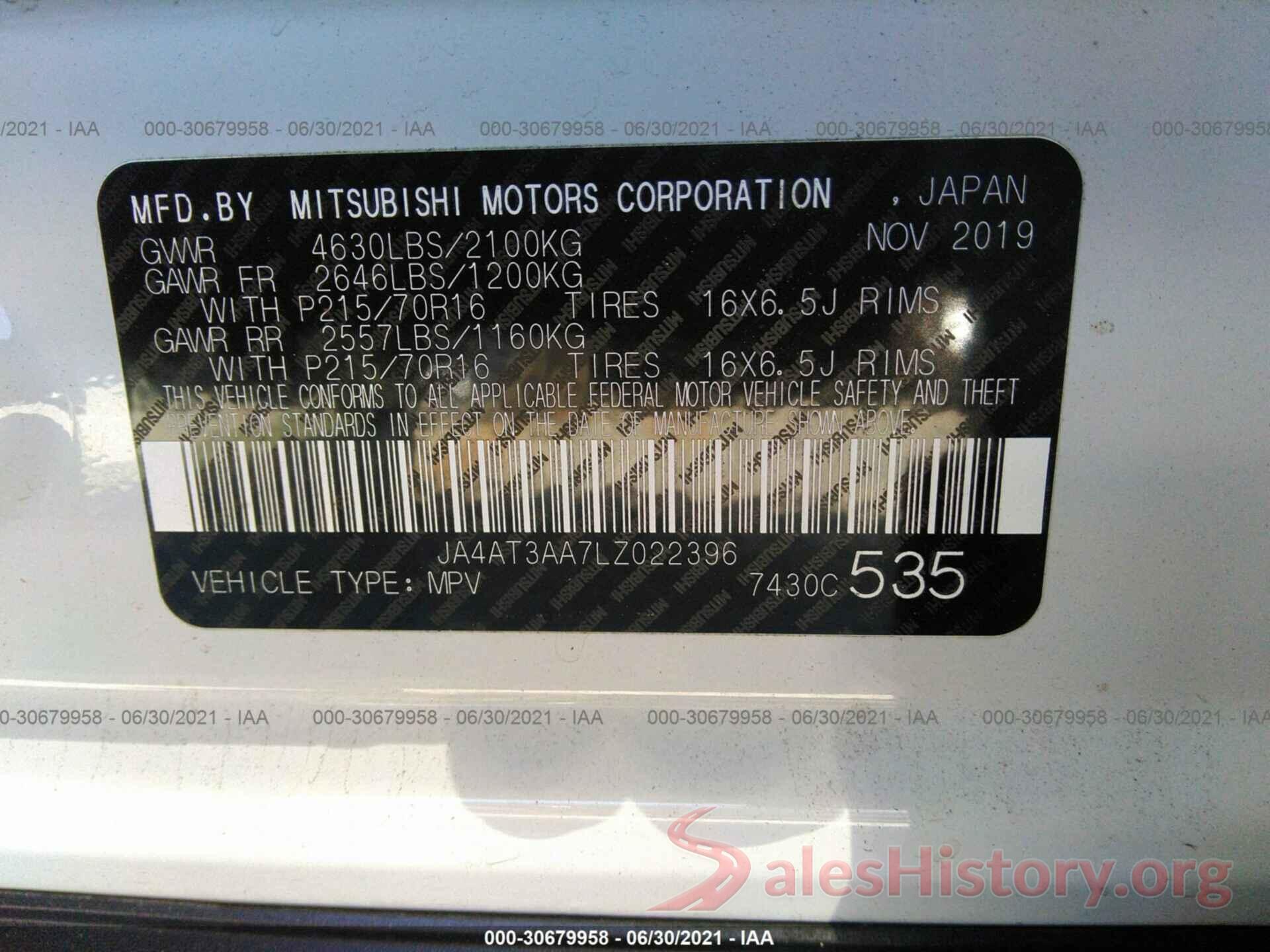 JA4AT3AA7LZ022396 2020 MITSUBISHI ECLIPSE CROSS