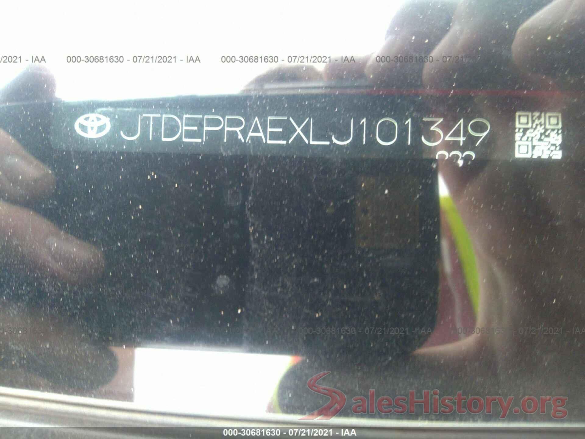 JTDEPRAEXLJ101349 2020 TOYOTA COROLLA