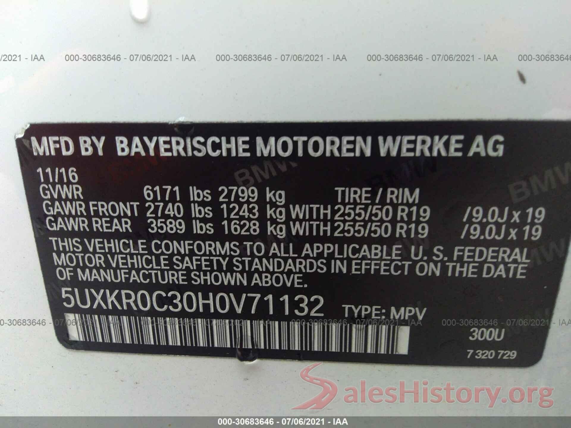 5UXKR0C30H0V71132 2017 BMW X5