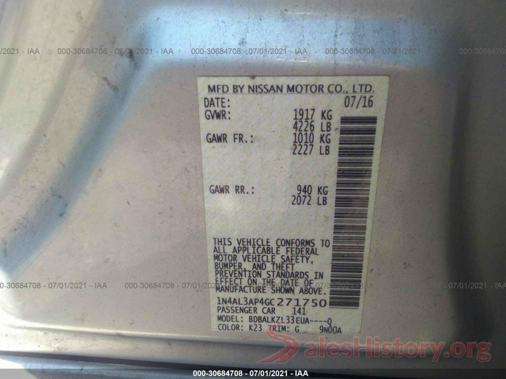 1N4AL3AP4GC271750 2016 NISSAN ALTIMA