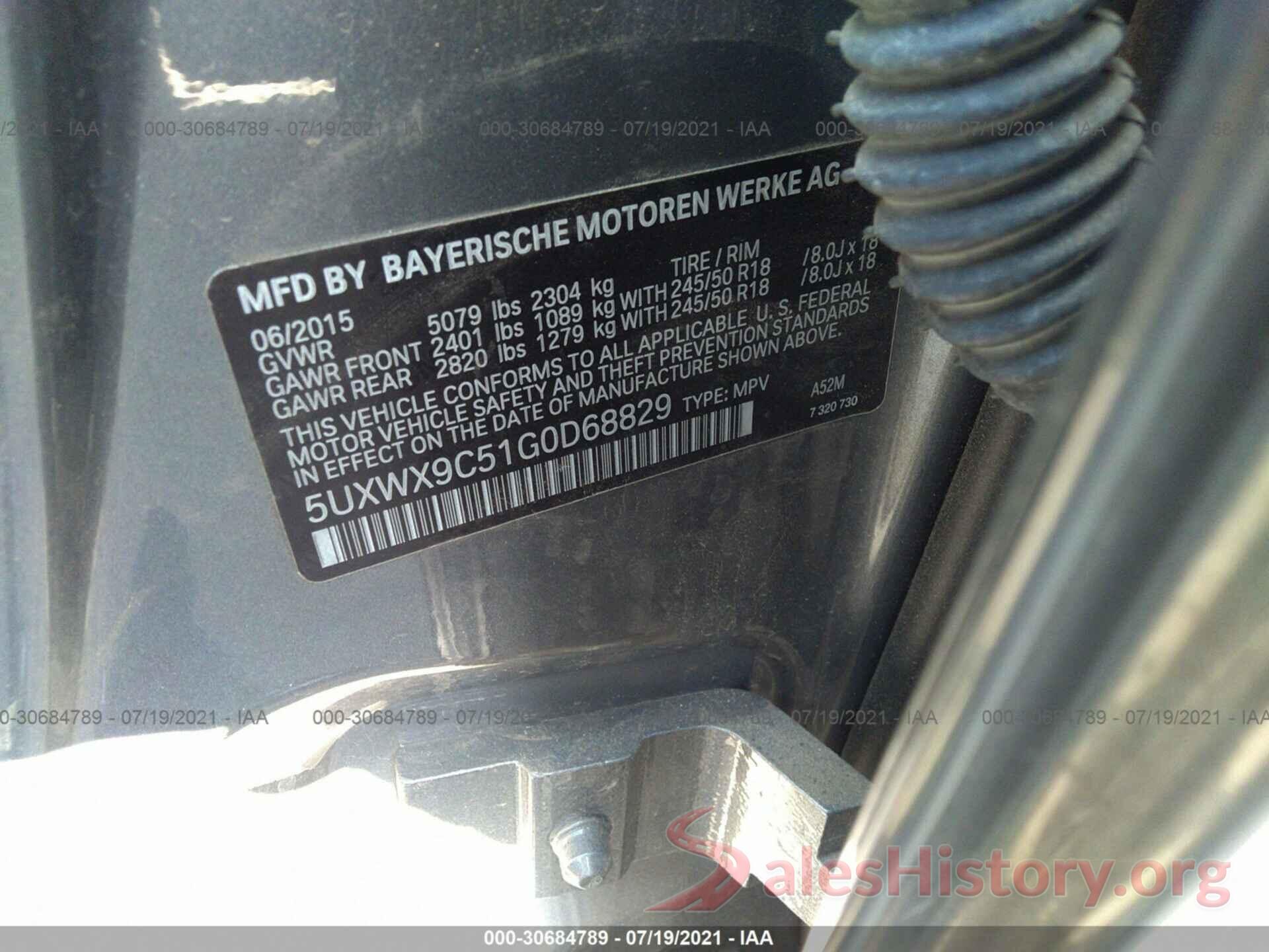 5UXWX9C51G0D68829 2016 BMW X3