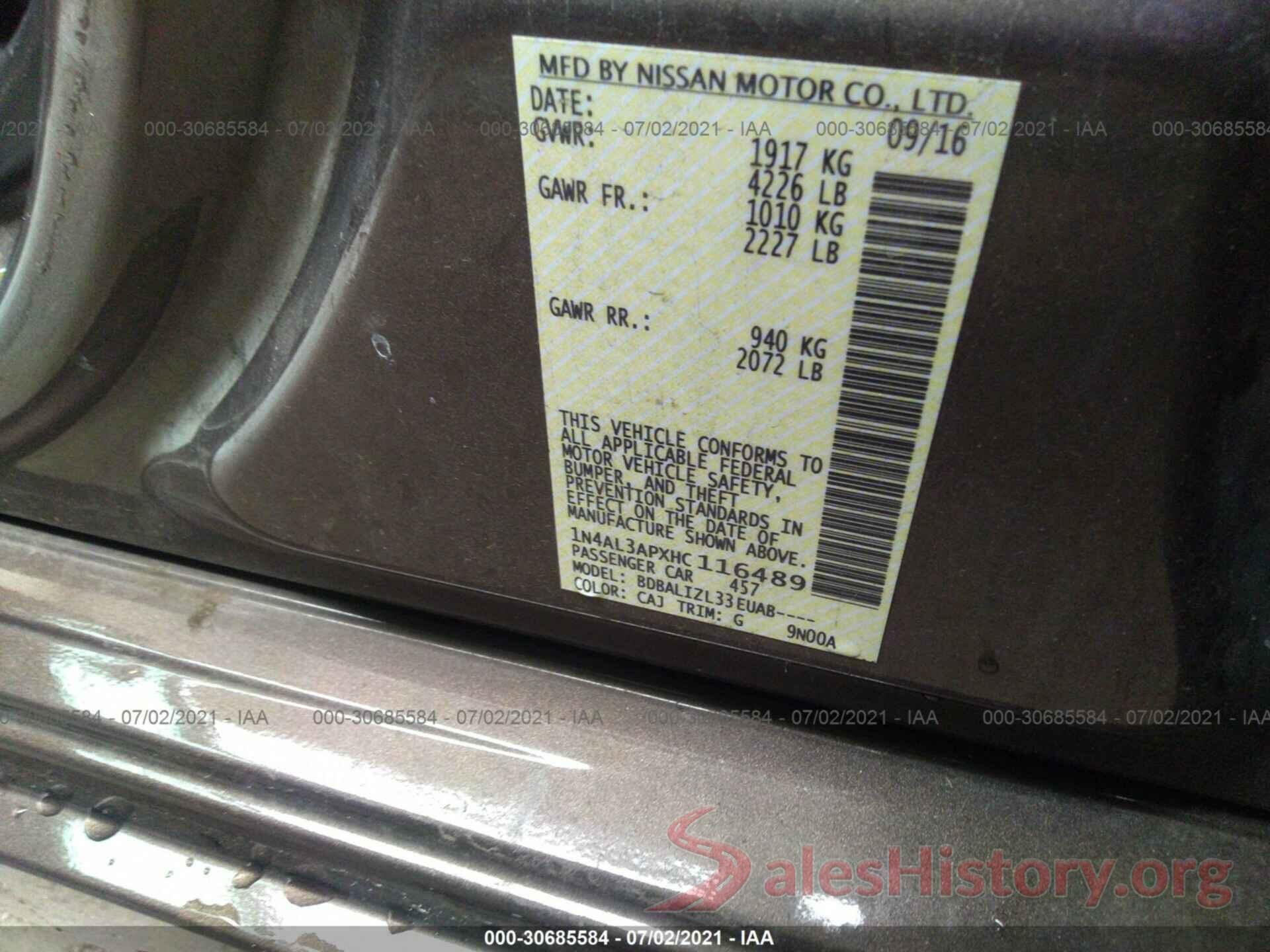 1N4AL3APXHC116489 2017 NISSAN ALTIMA