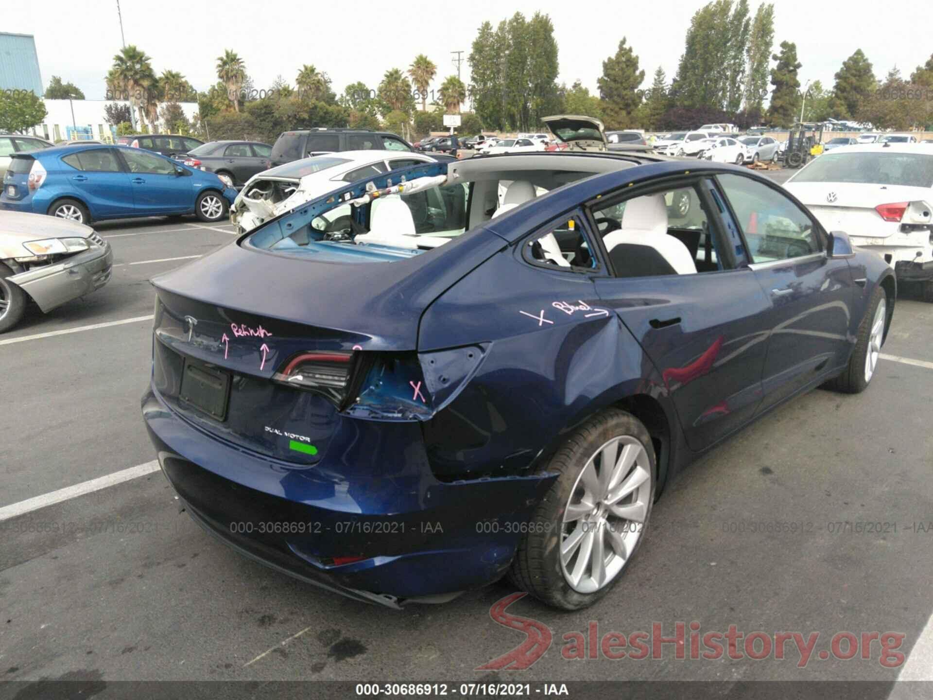 5YJ3E1EB0LF796057 2020 TESLA MODEL 3