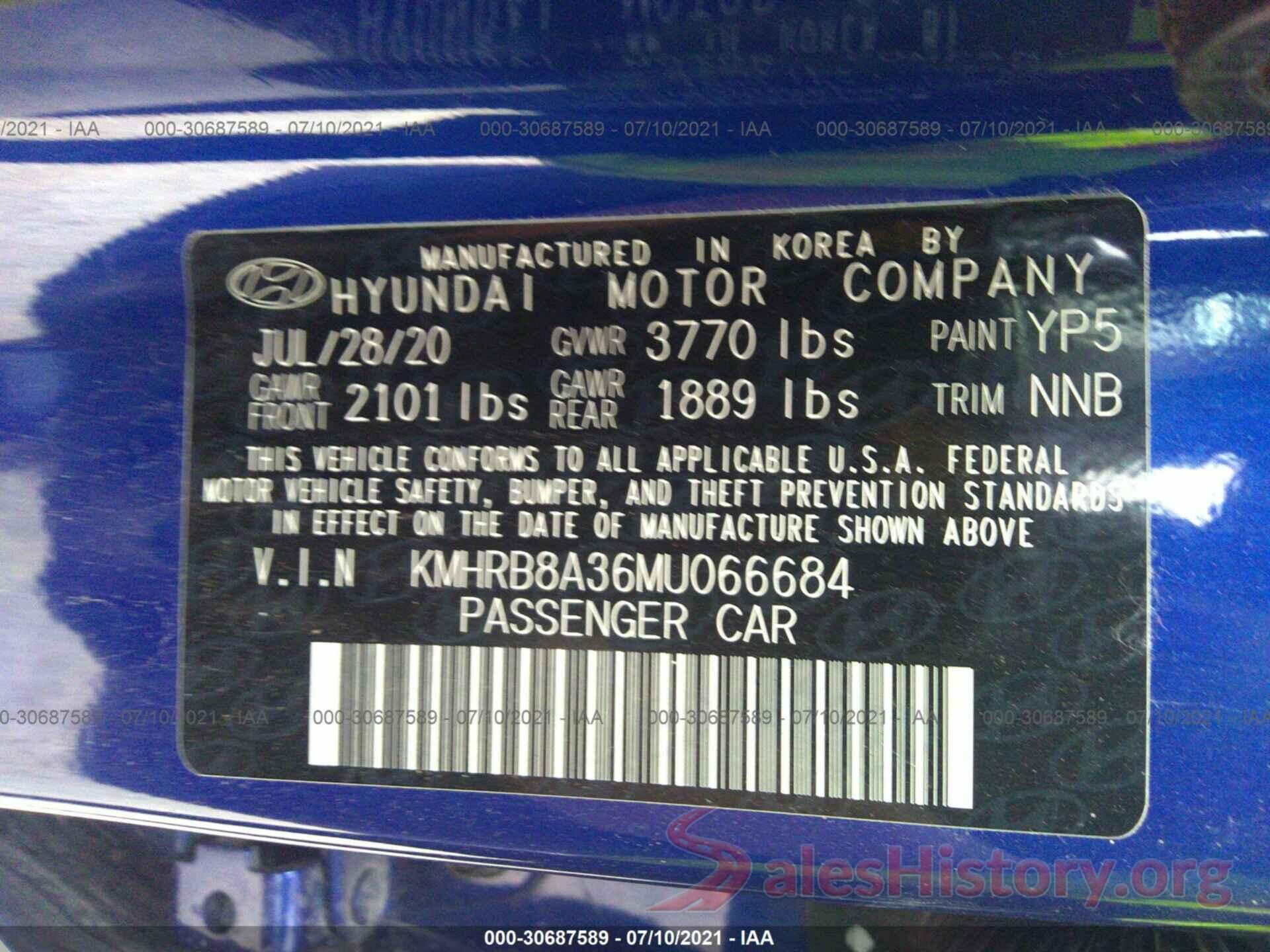 KMHRB8A36MU066684 2021 HYUNDAI VENUE