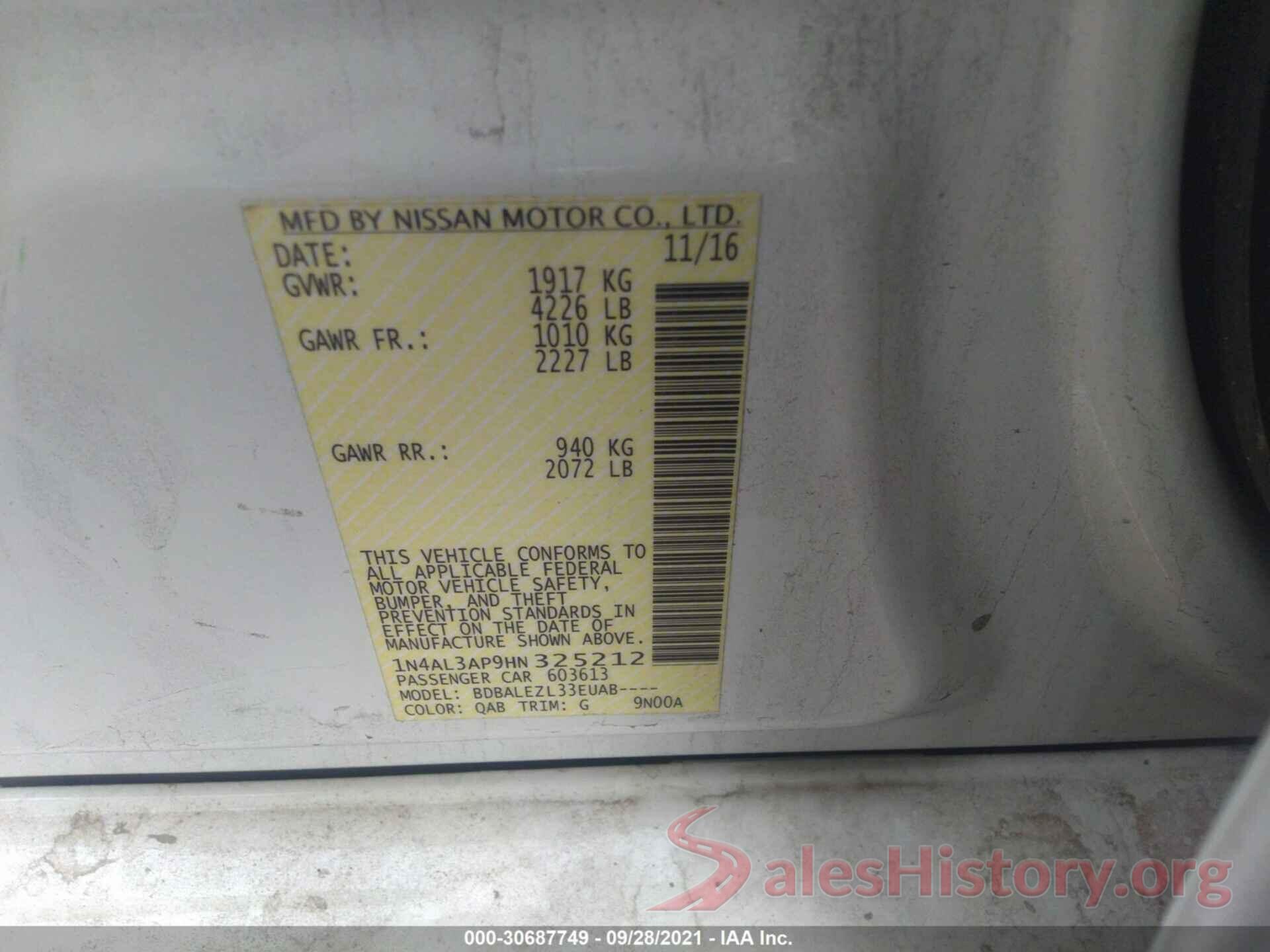 1N4AL3AP9HN325212 2017 NISSAN ALTIMA