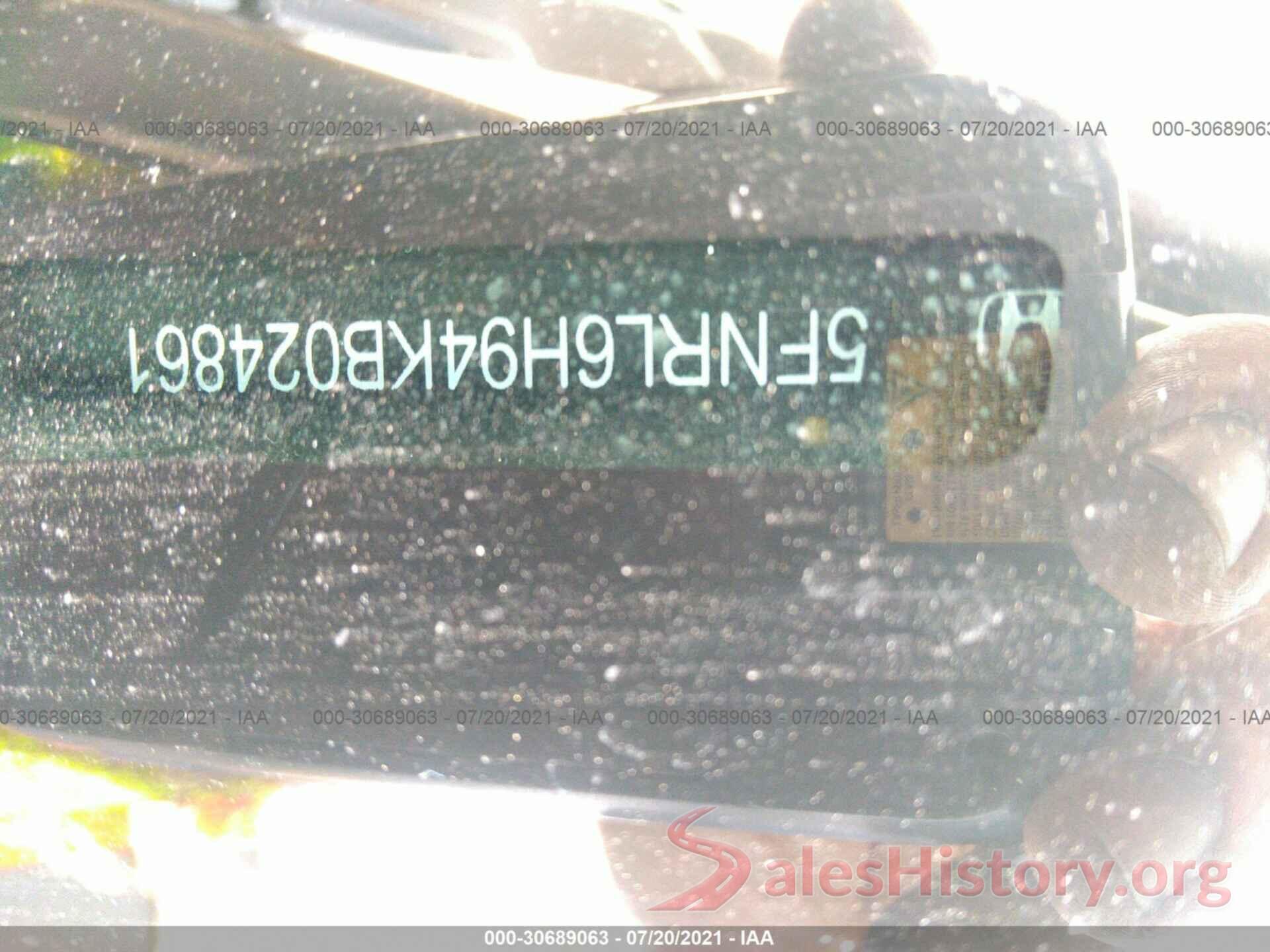 5FNRL6H94KB024861 2019 HONDA ODYSSEY