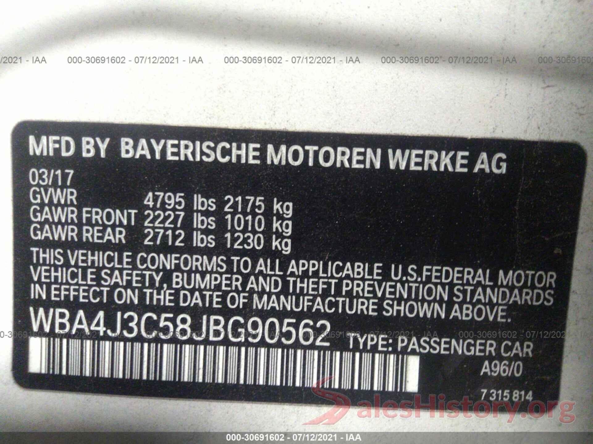 WBA4J3C58JBG90562 2018 BMW 4 SERIES