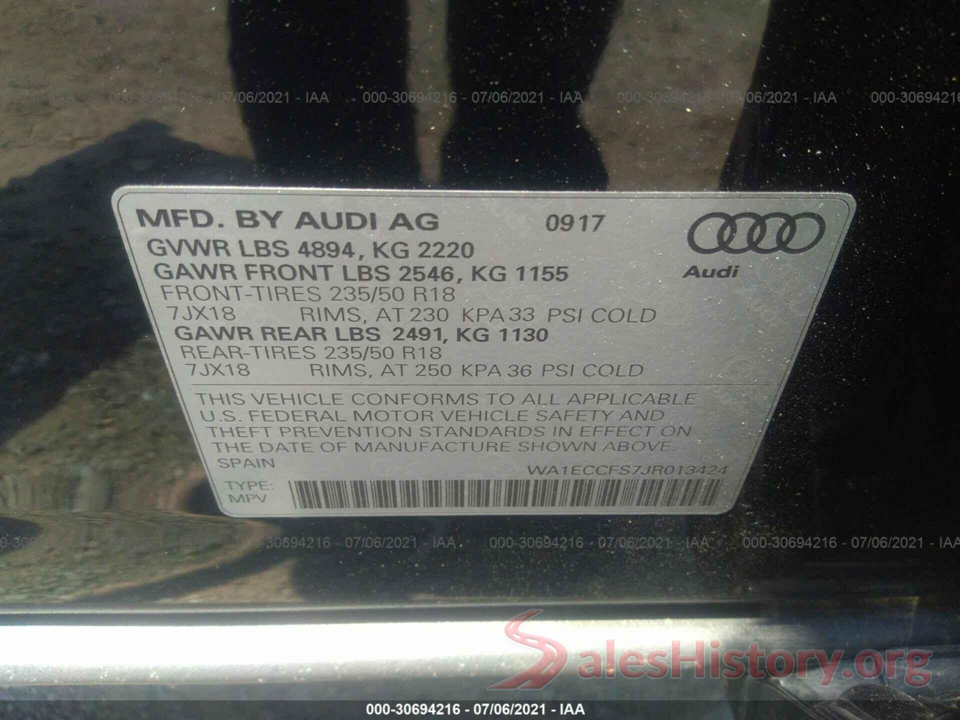 WA1ECCFS7JR013424 2018 AUDI Q3