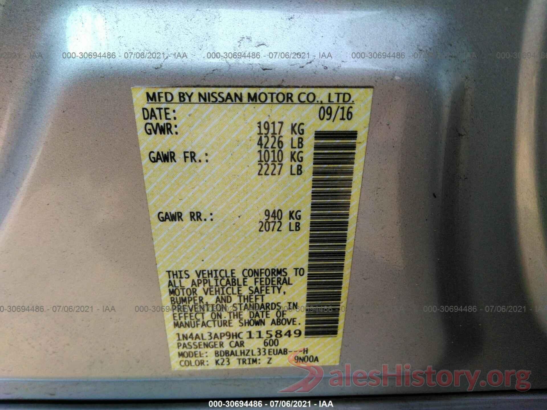 1N4AL3AP9HC115849 2017 NISSAN ALTIMA