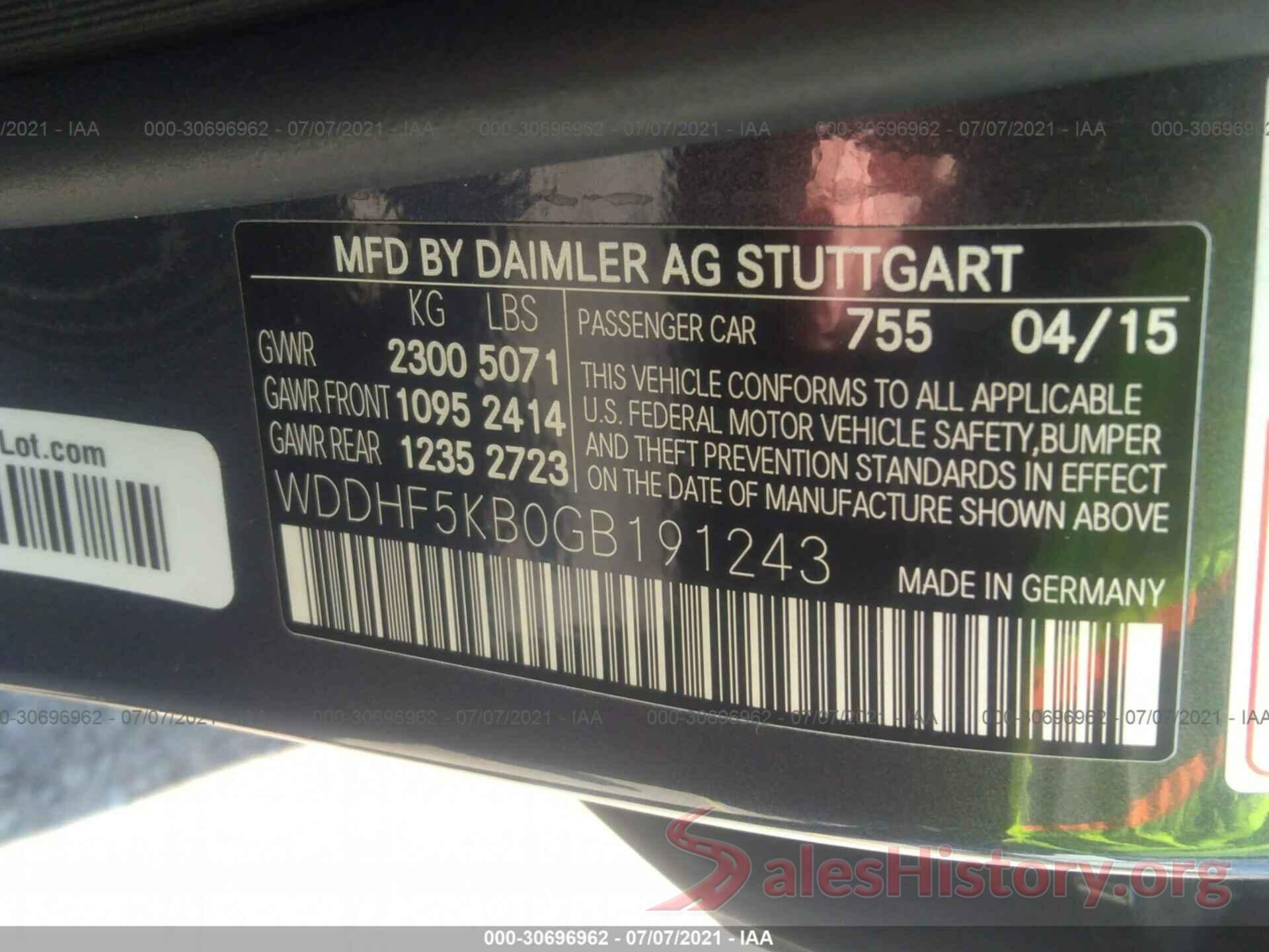 WDDHF5KB0GB191243 2016 MERCEDES-BENZ E-CLASS