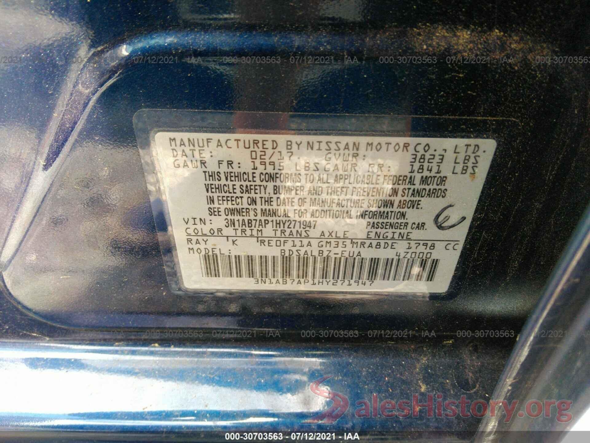 3N1AB7AP1HY271947 2017 NISSAN SENTRA