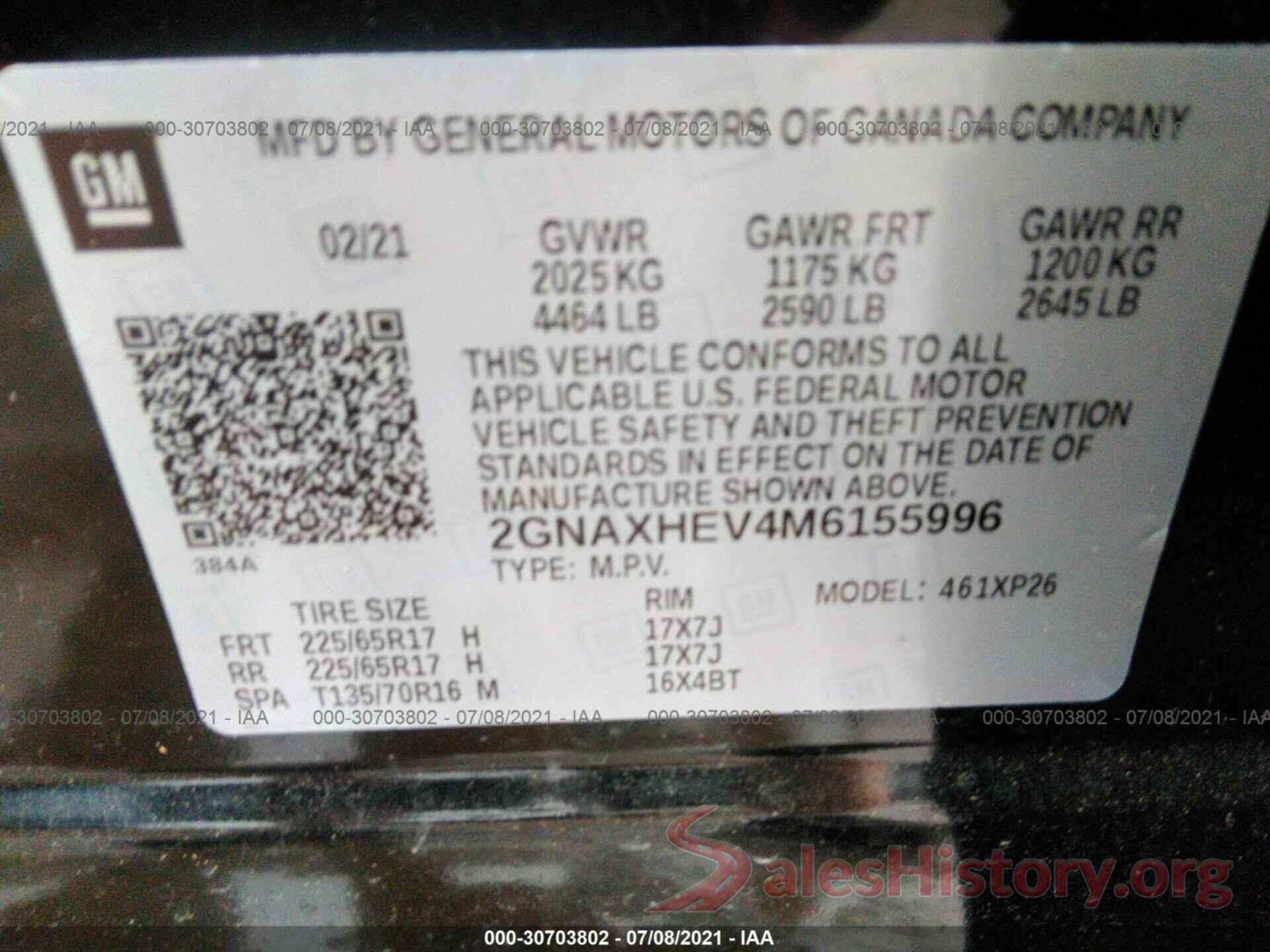 2GNAXHEV4M6155996 2021 CHEVROLET EQUINOX