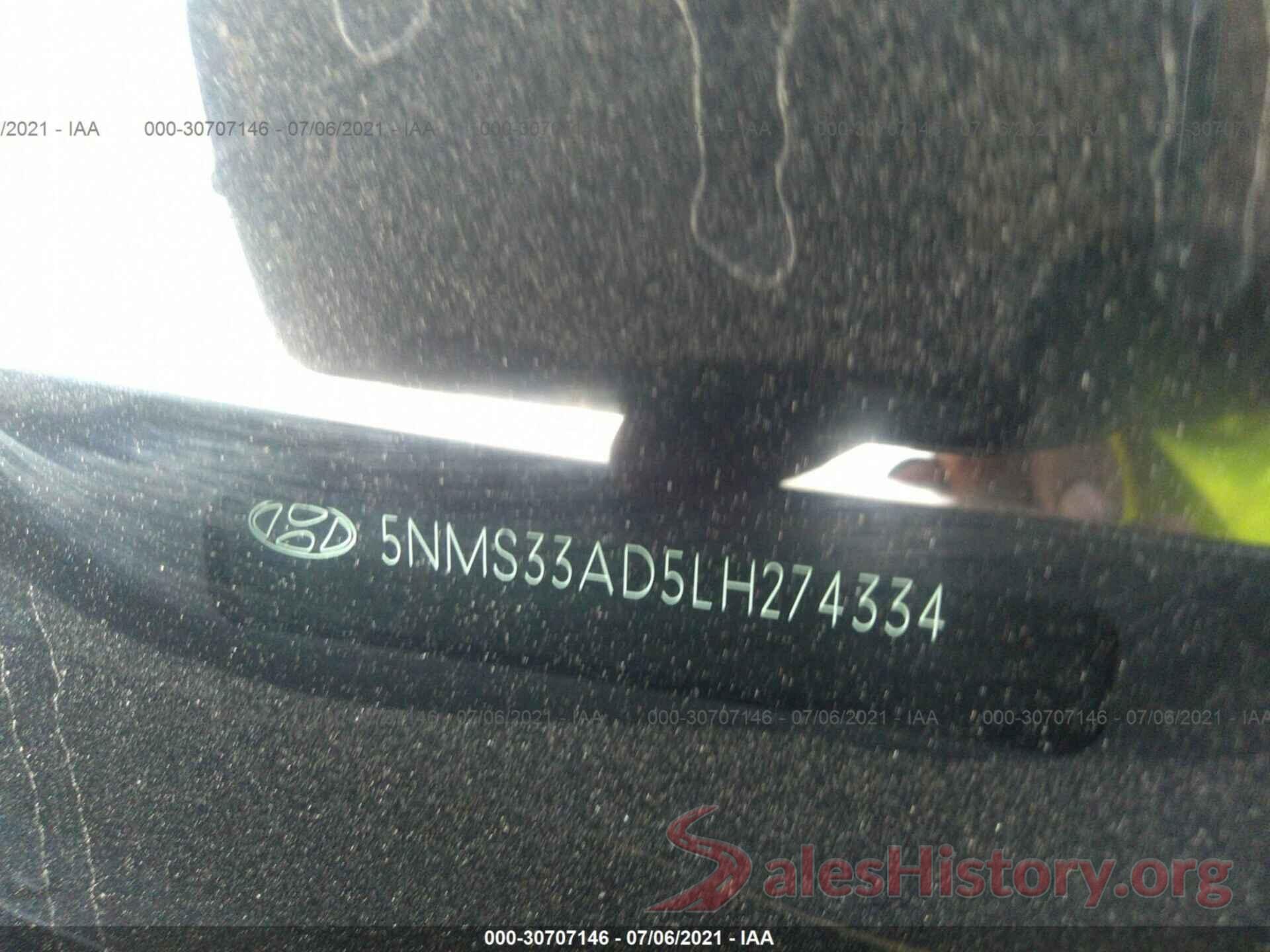 5NMS33AD5LH274334 2020 HYUNDAI SANTA FE