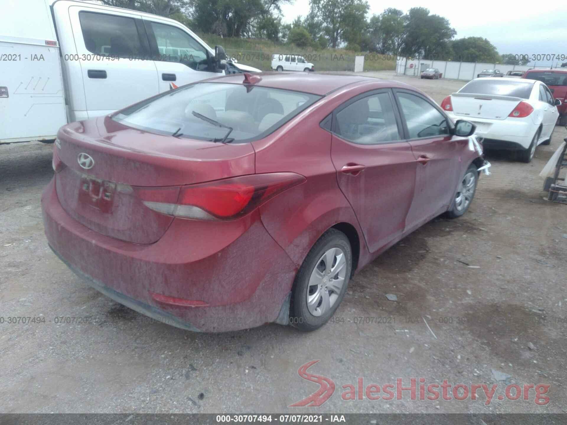 5NPDH4AE4GH792324 2016 HYUNDAI ELANTRA