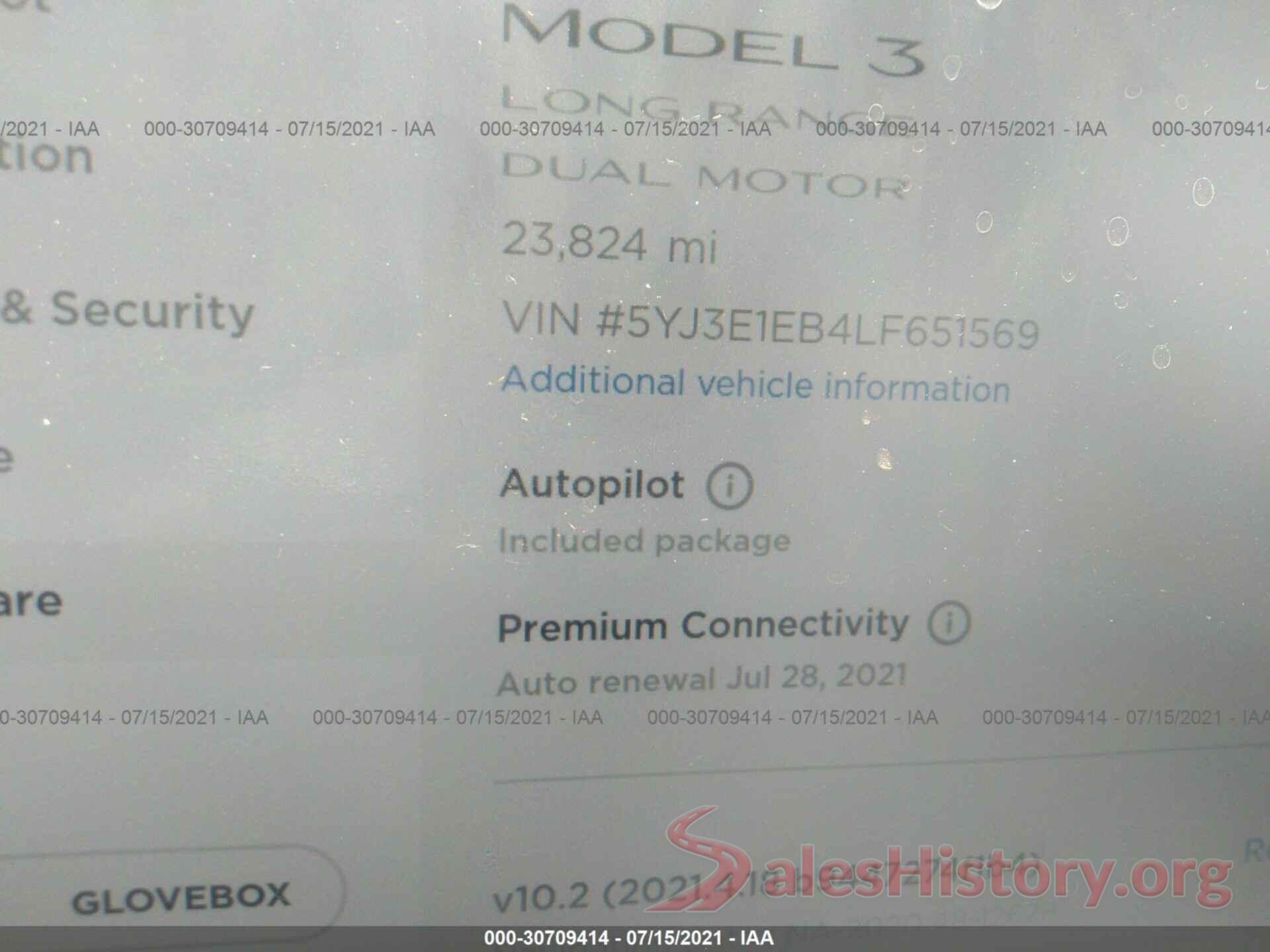 5YJ3E1EB4LF651569 2020 TESLA MODEL 3