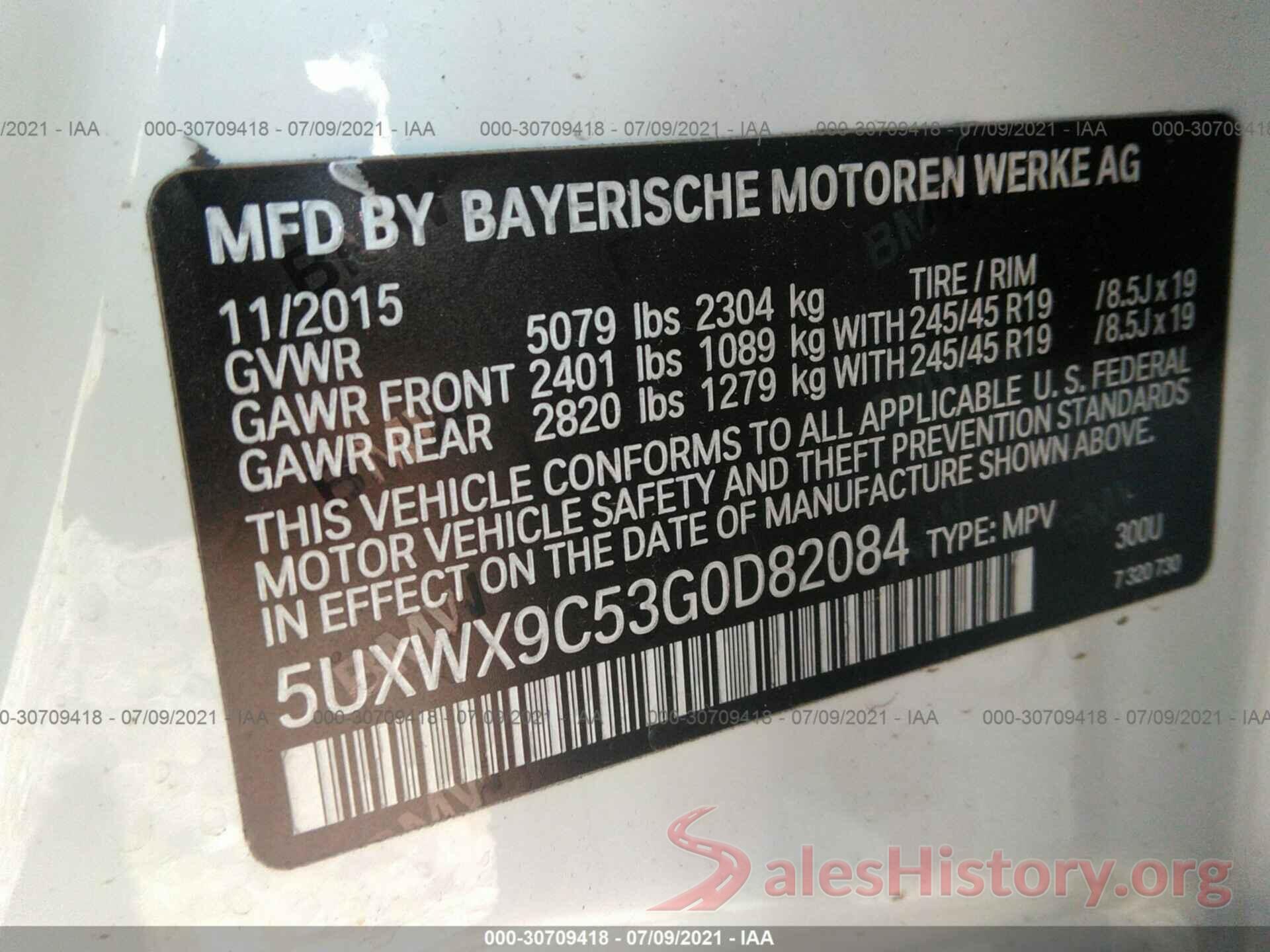 5UXWX9C53G0D82084 2016 BMW X3