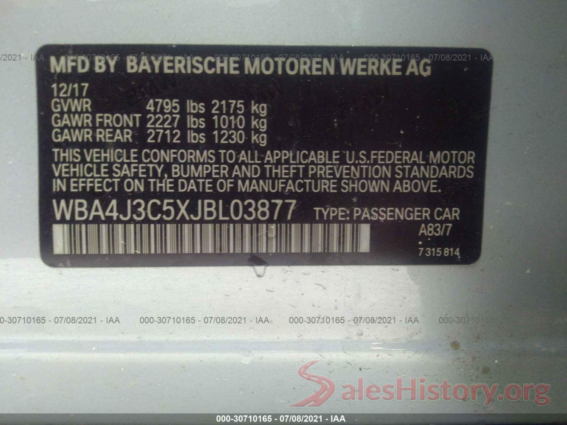 WBA4J3C5XJBL03877 2018 BMW 4 SERIES