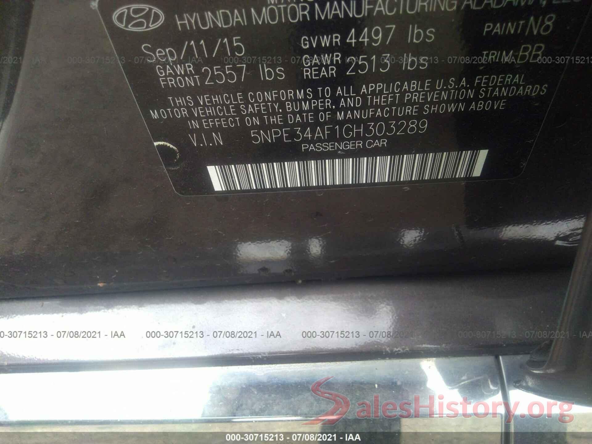 5NPE34AF1GH303289 2016 HYUNDAI SONATA