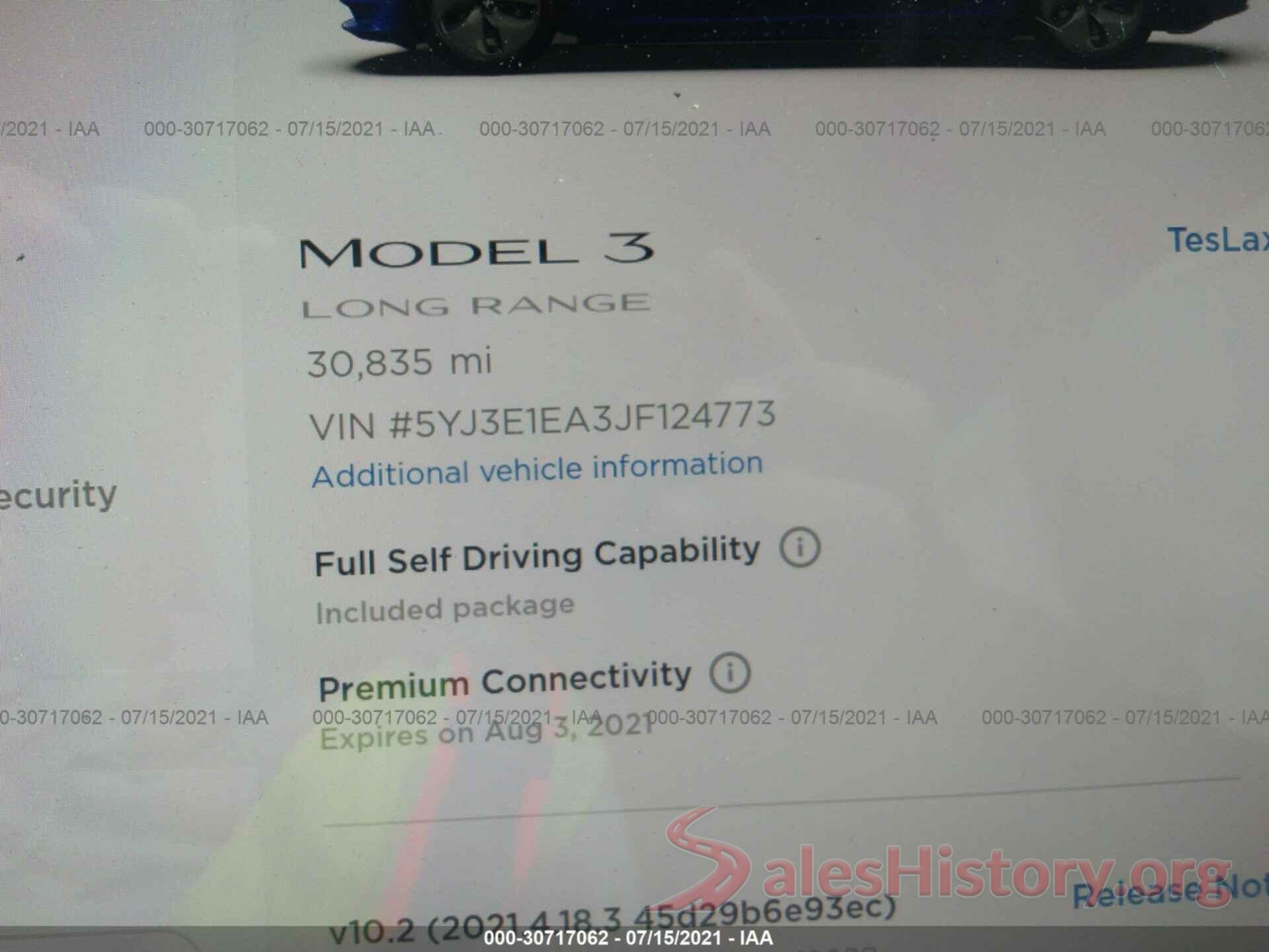 5YJ3E1EA3JF124773 2018 TESLA MODEL 3