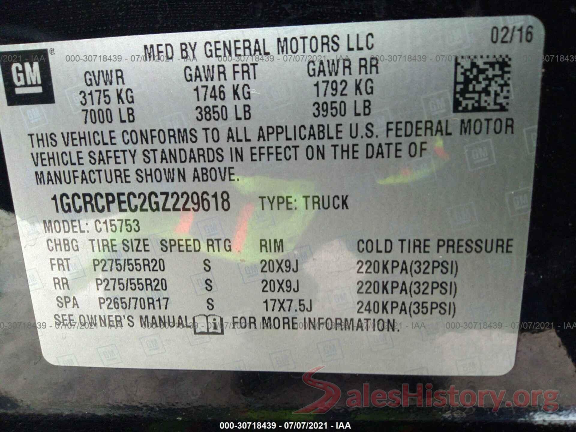 1GCRCPEC2GZ229618 2016 CHEVROLET SILVERADO 1500