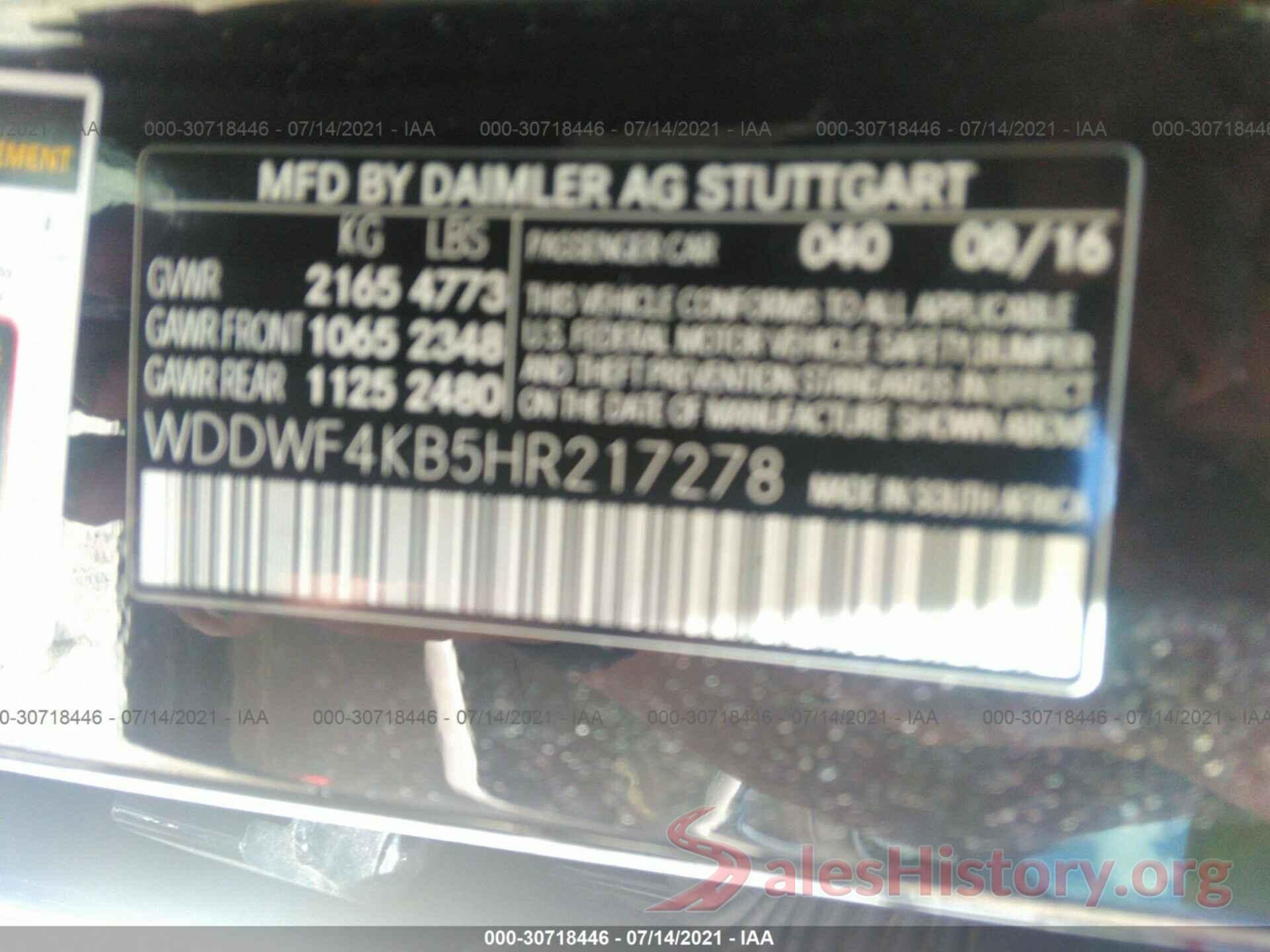 WDDWF4KB5HR217278 2017 MERCEDES-BENZ C-CLASS