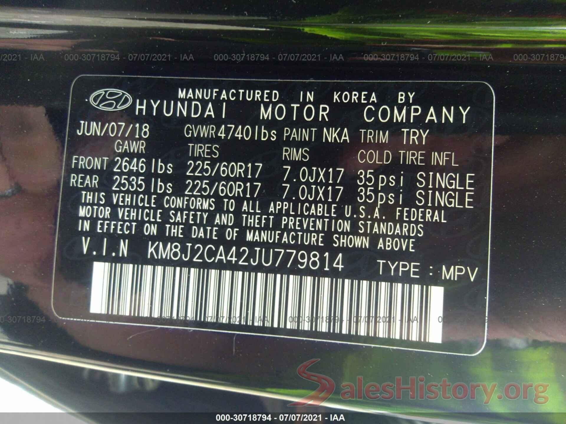 KM8J2CA42JU779814 2018 HYUNDAI TUCSON