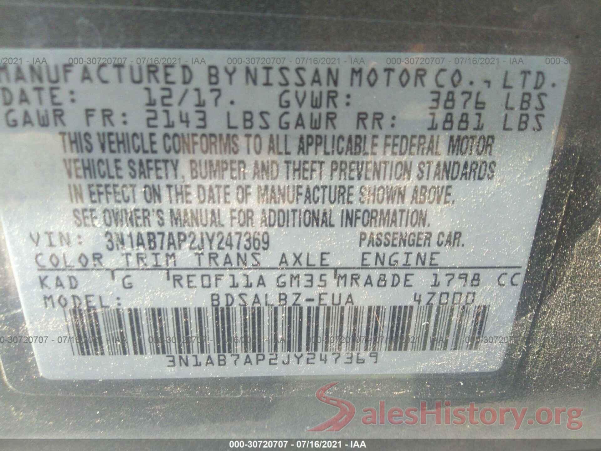 3N1AB7AP2JY247369 2018 NISSAN SENTRA