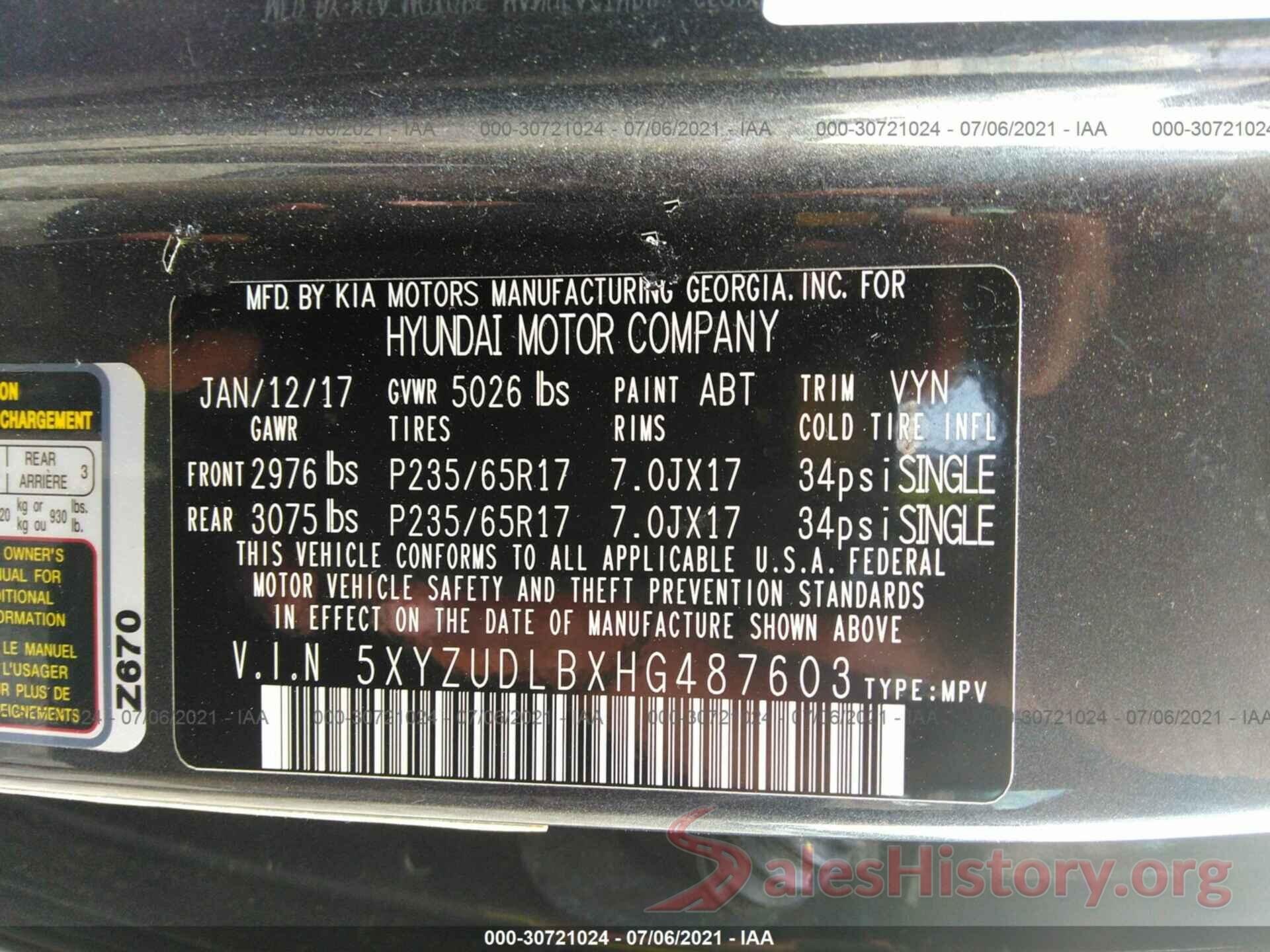 5XYZUDLBXHG487603 2017 HYUNDAI SANTA FE SPORT