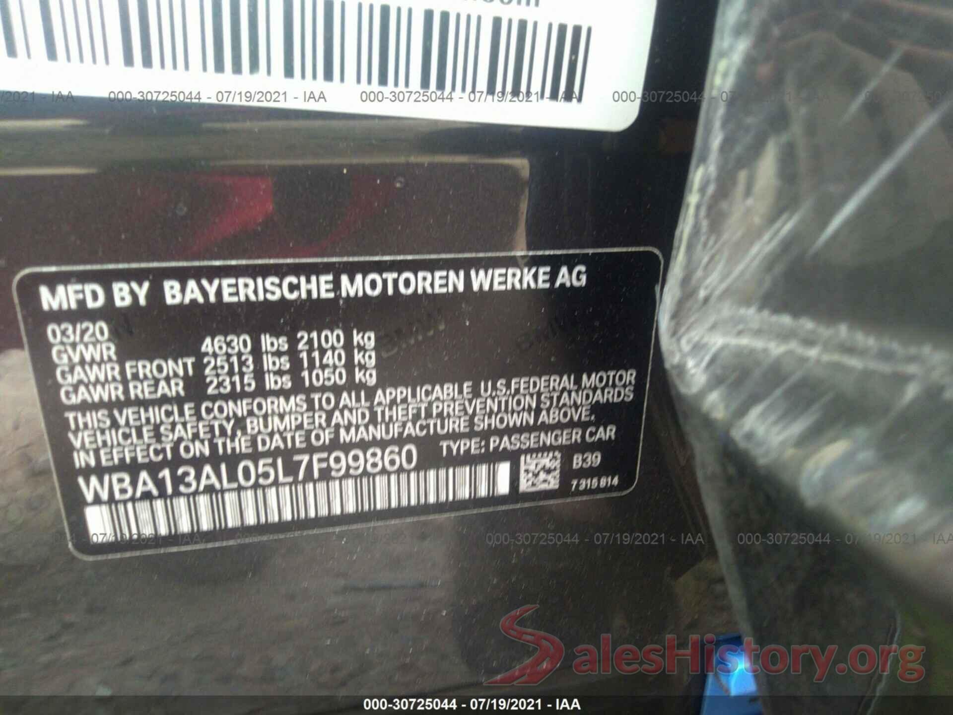 WBA13AL05L7F99860 2020 BMW 2 SERIES