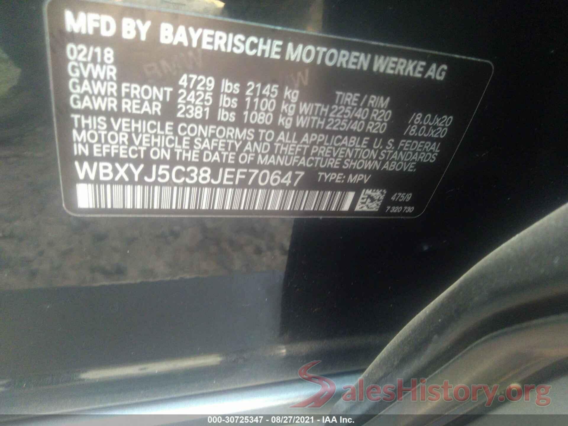 WBXYJ5C38JEF70647 2018 BMW X2