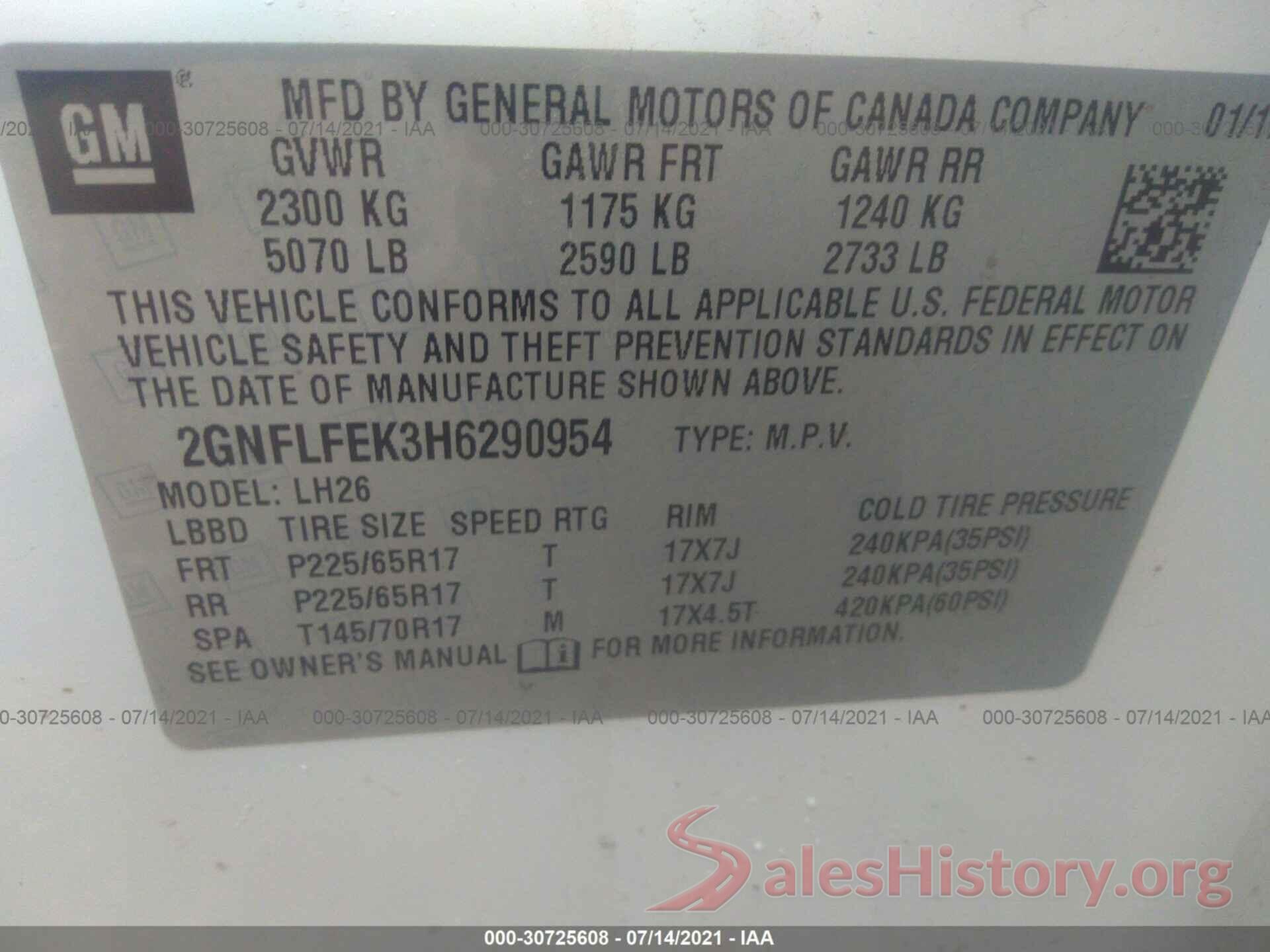 2GNFLFEK3H6290954 2017 CHEVROLET EQUINOX