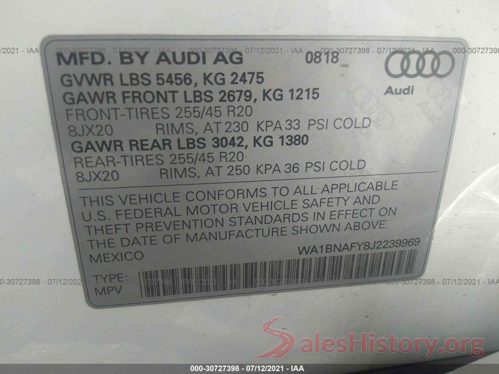 WA1BNAFY8J2239969 2018 AUDI Q5