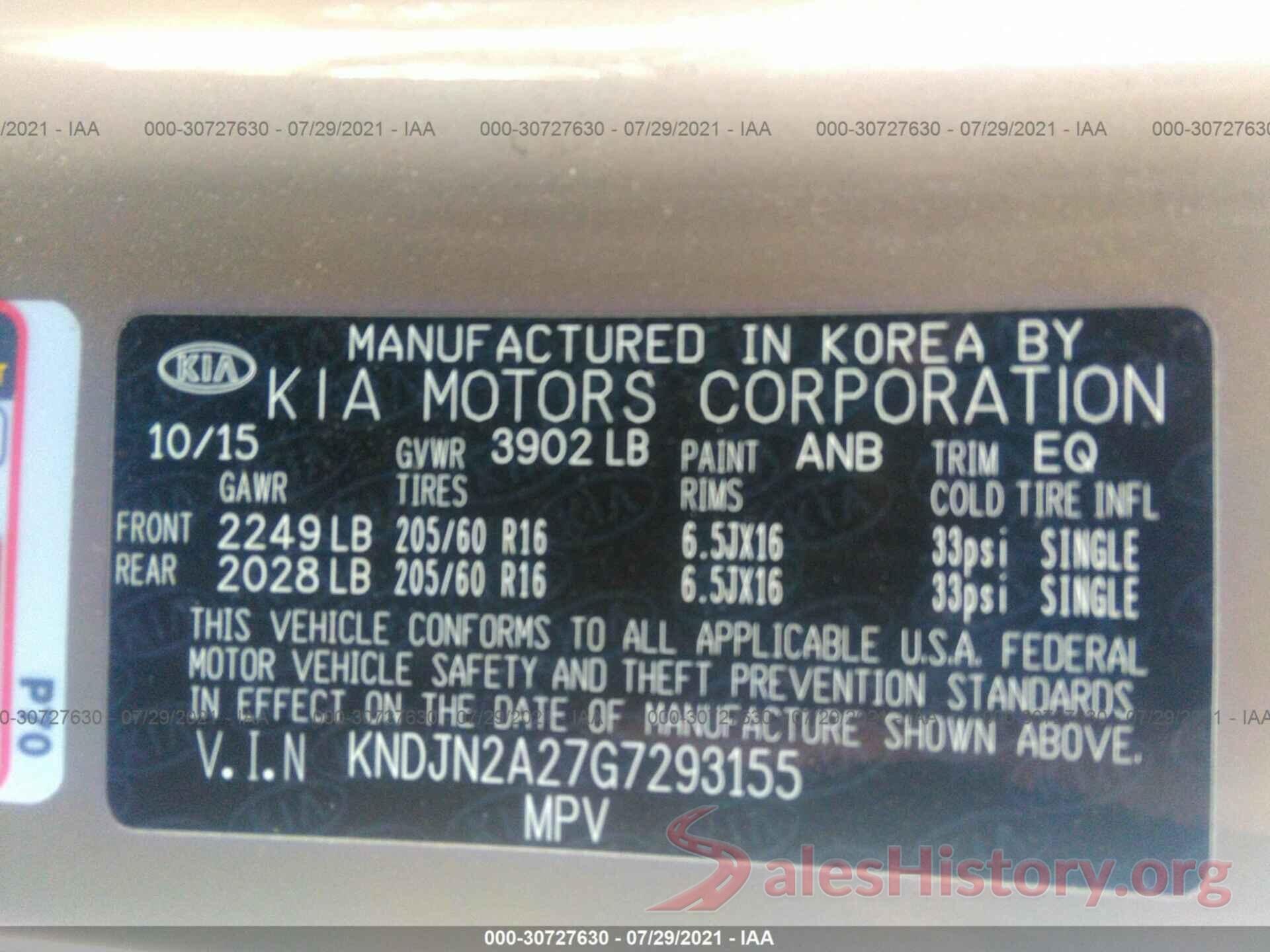 KNDJN2A27G7293155 2016 KIA SOUL