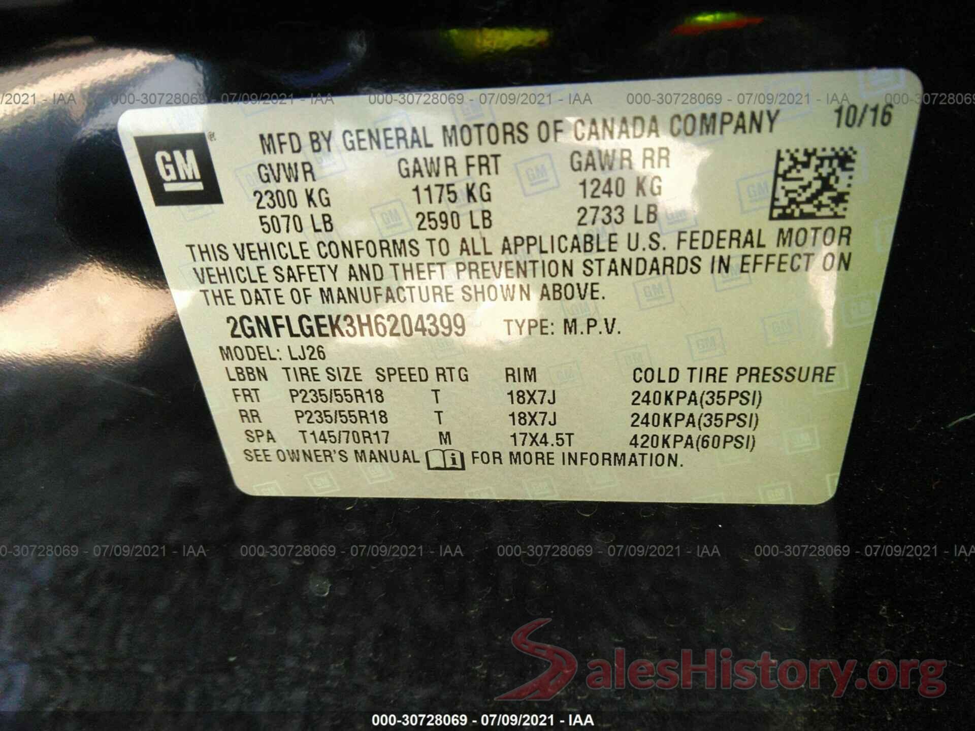 2GNFLGEK3H6204399 2017 CHEVROLET EQUINOX