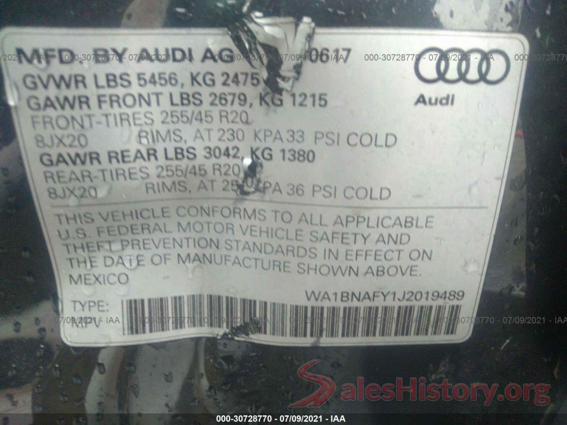 WA1BNAFY1J2019489 2018 AUDI Q5