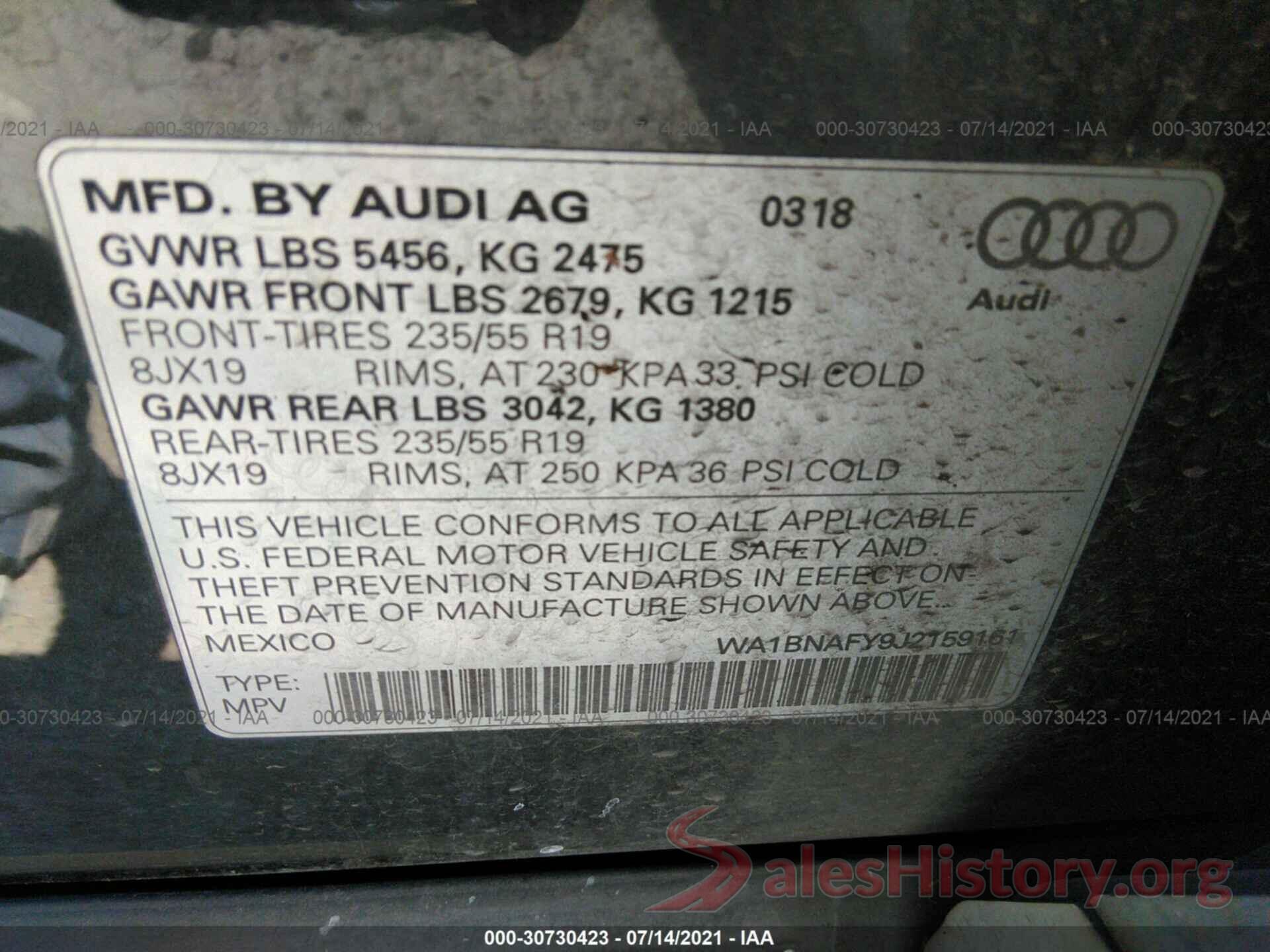 WA1BNAFY9J2159161 2018 AUDI Q5