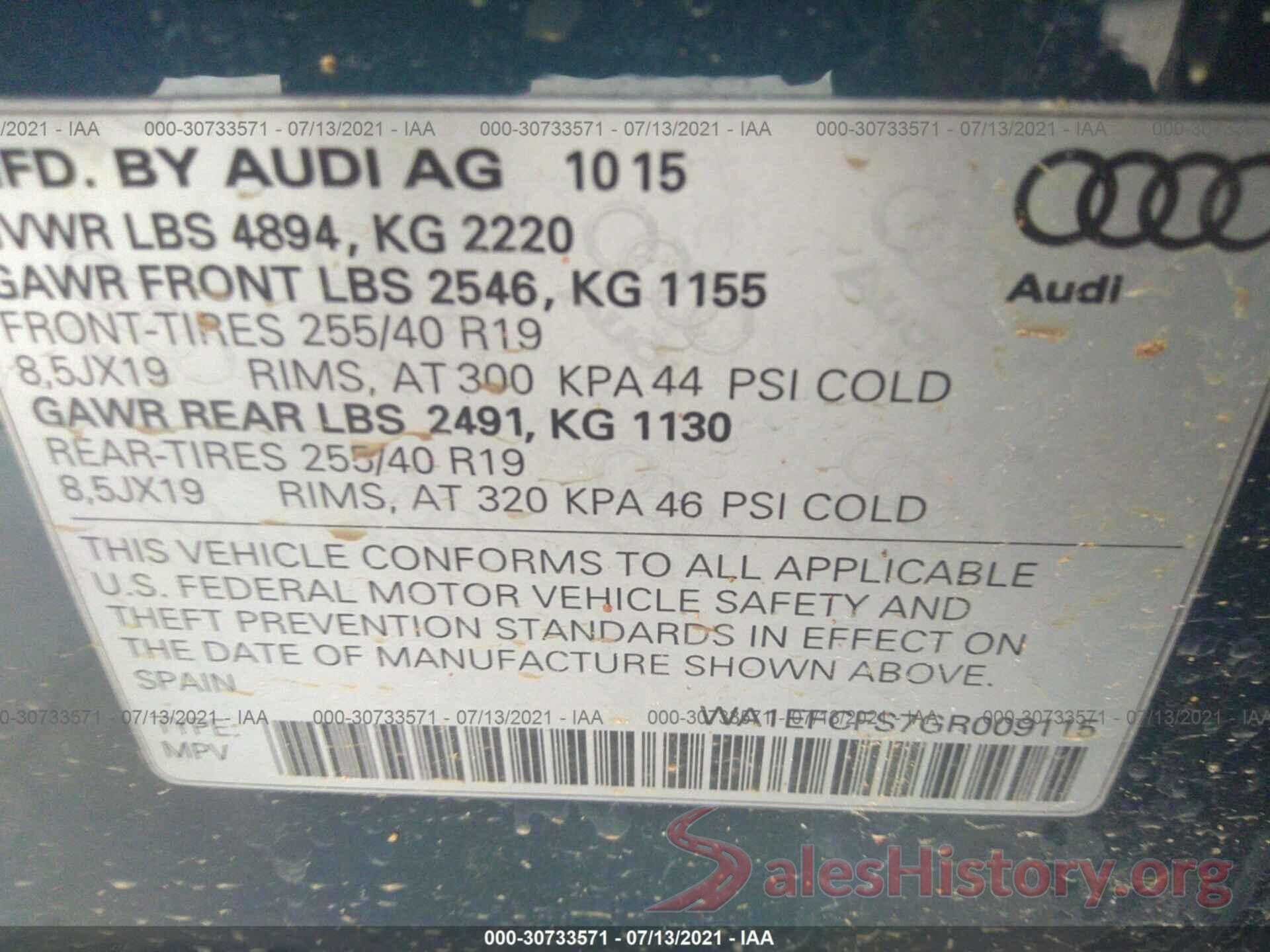 WA1EFCFS7GR009115 2016 AUDI Q3