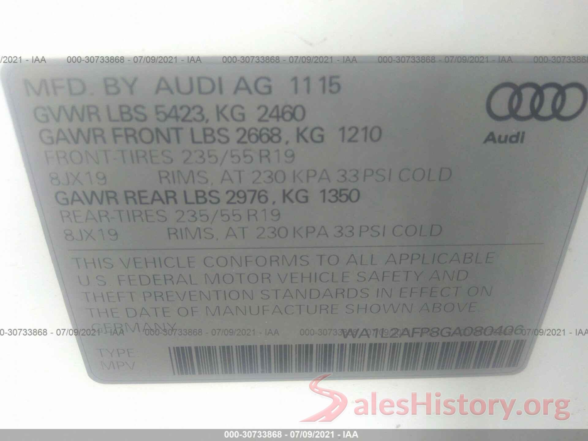 WA1L2AFP8GA080406 2016 AUDI Q5